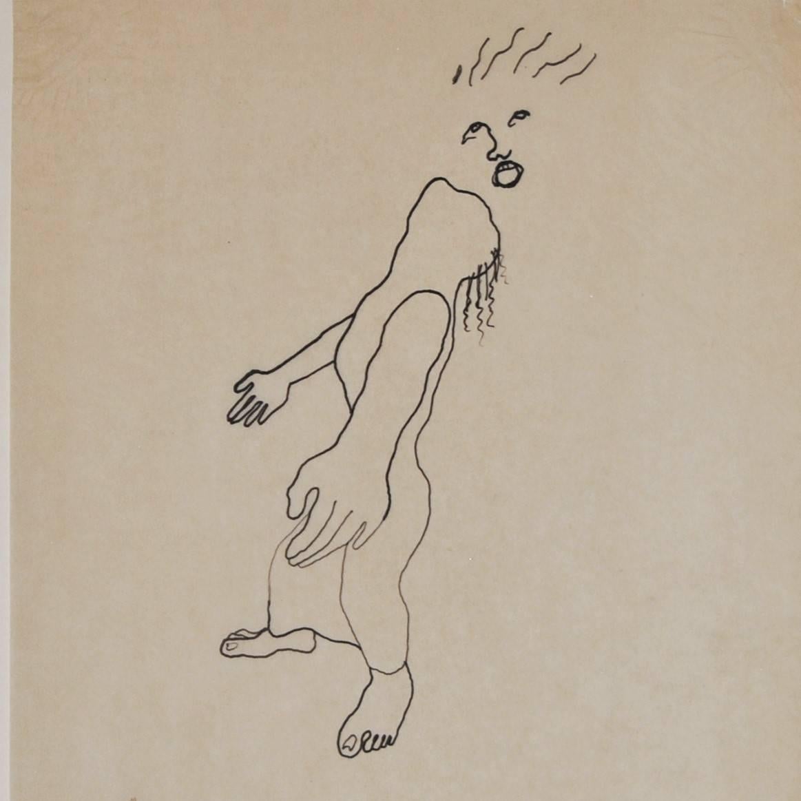 Divinity - III - Chinesische Tuschezeichnung von Jean Cocteau - 1925 ca. im Angebot 1