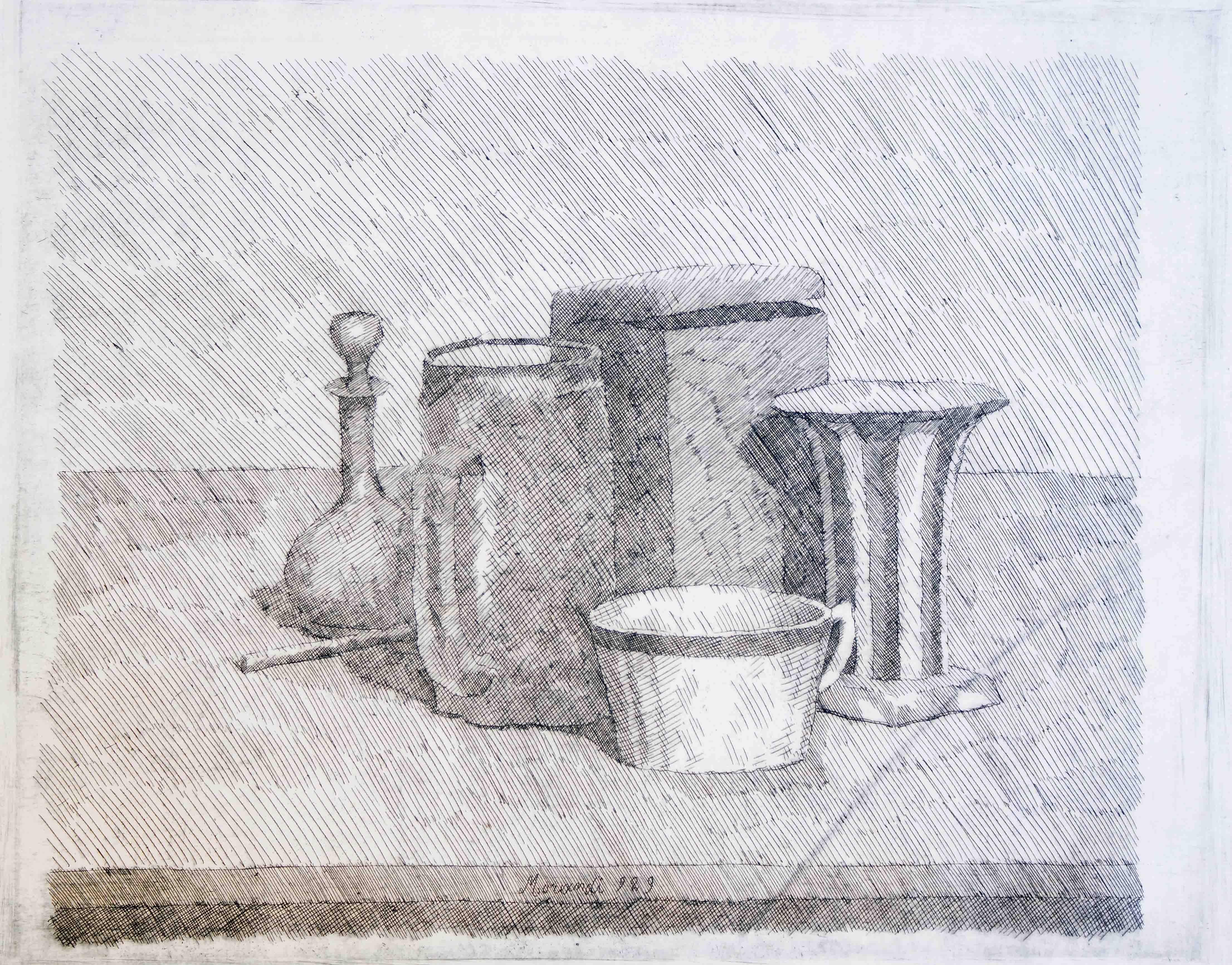 Still-Life Print Giorgio Morandi - Nature morte avec tasse à café et carafe