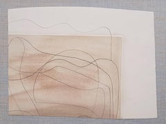 Natura morta marrone - Disegno originale a matita di Ben Nicholson - 1970