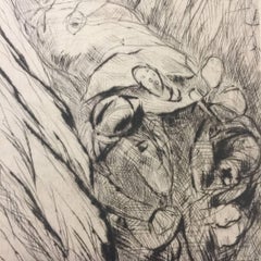 Le Blessé dans la Tranchée (variante 1) – Original-Radierung und Kaltnadelradierung