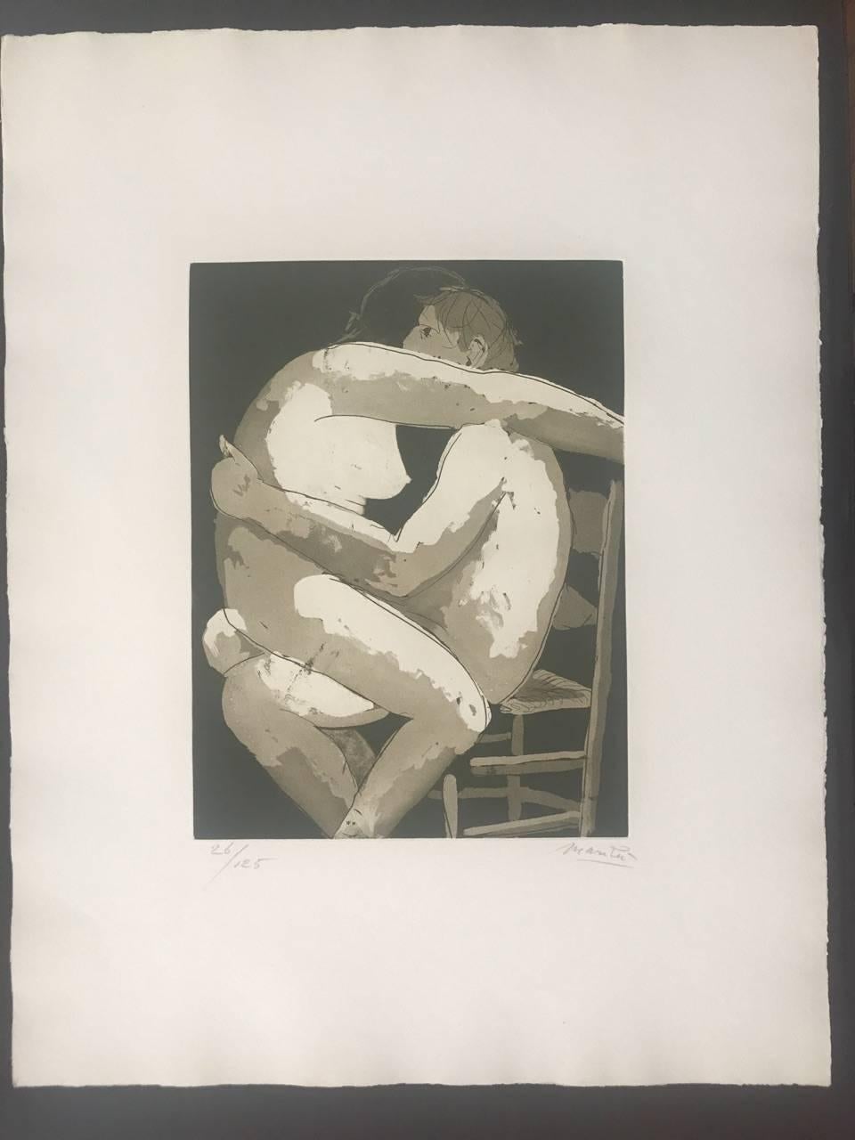 Lovers I - Etching by Giacomo Manzù - 1970 - Modern Print by Giacomo Manzú