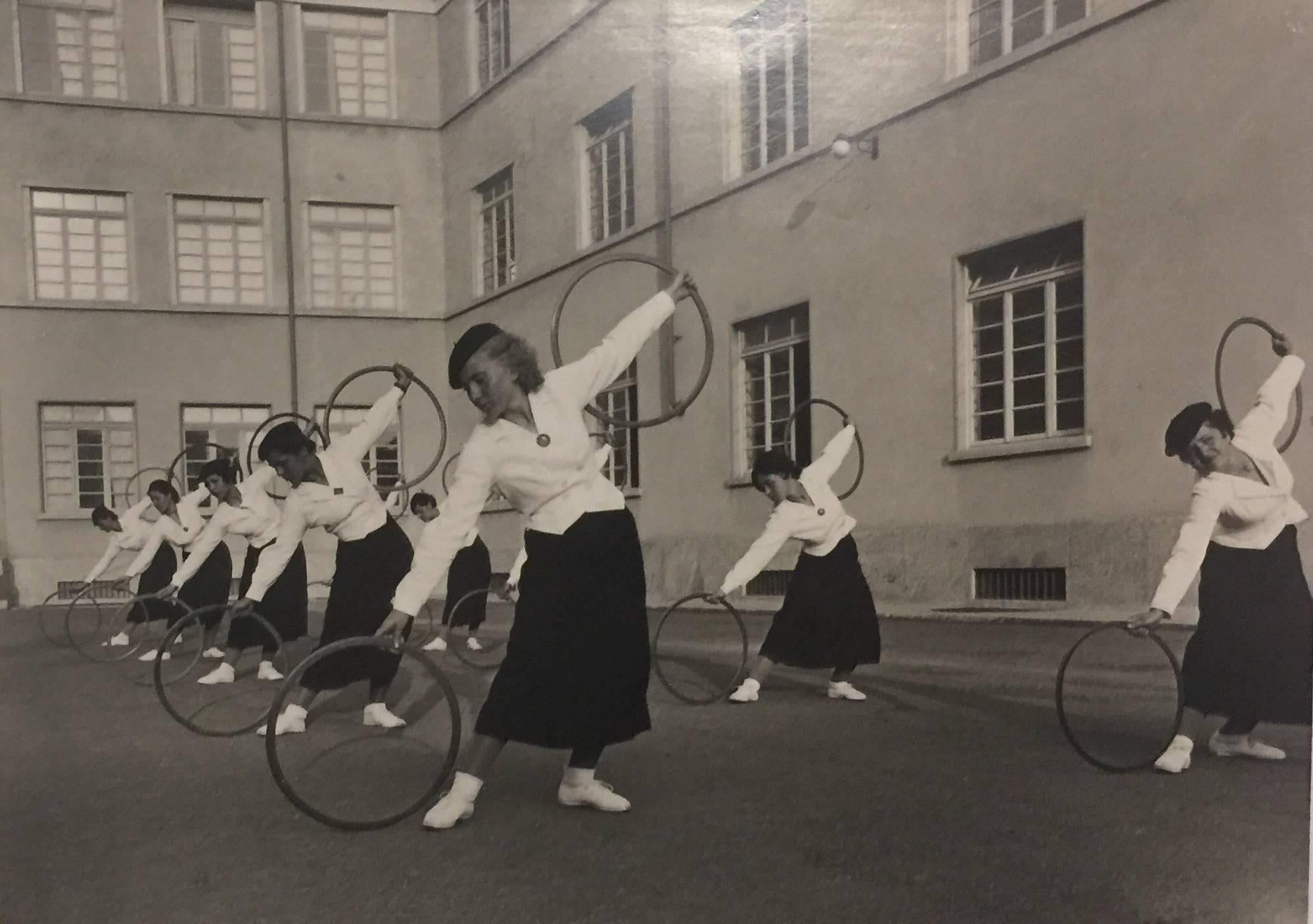 Unknown Portrait Photograph - Fascism - Female Exercises with wooden hoops