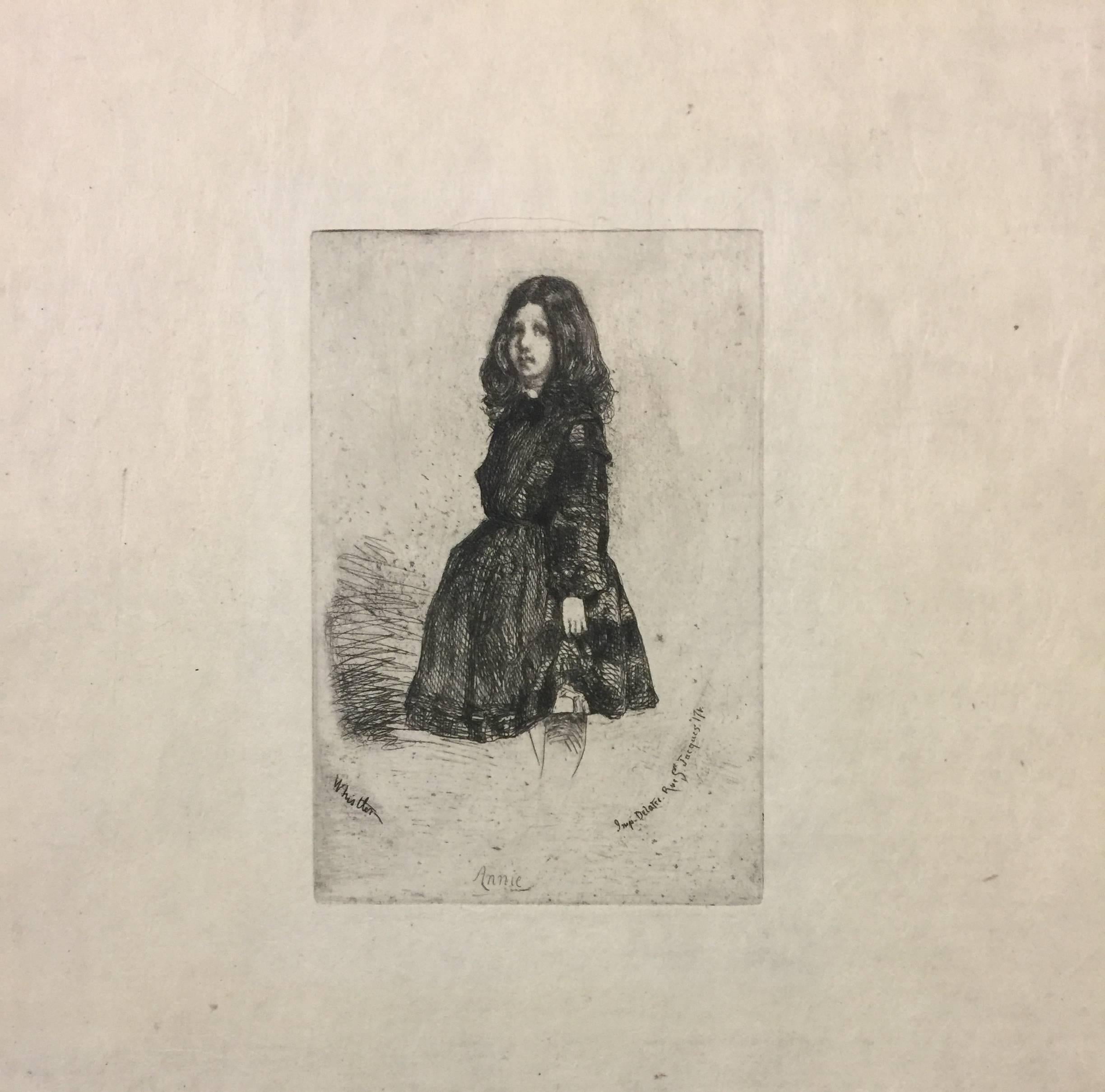 James Abbott McNeill Whistler Portrait Print - Annie - Original Etching by James Whistler