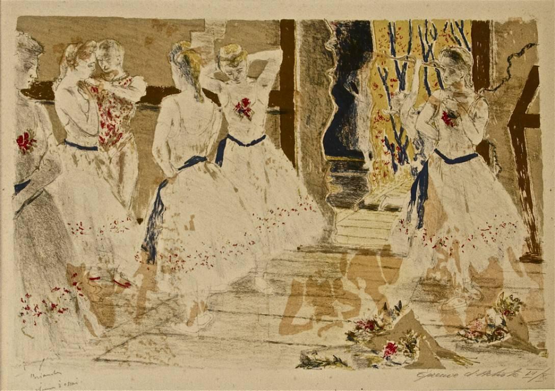 Constantin Terechkovitch Figurative Print - Dancers -  Lithograph by Maurice Brianchon