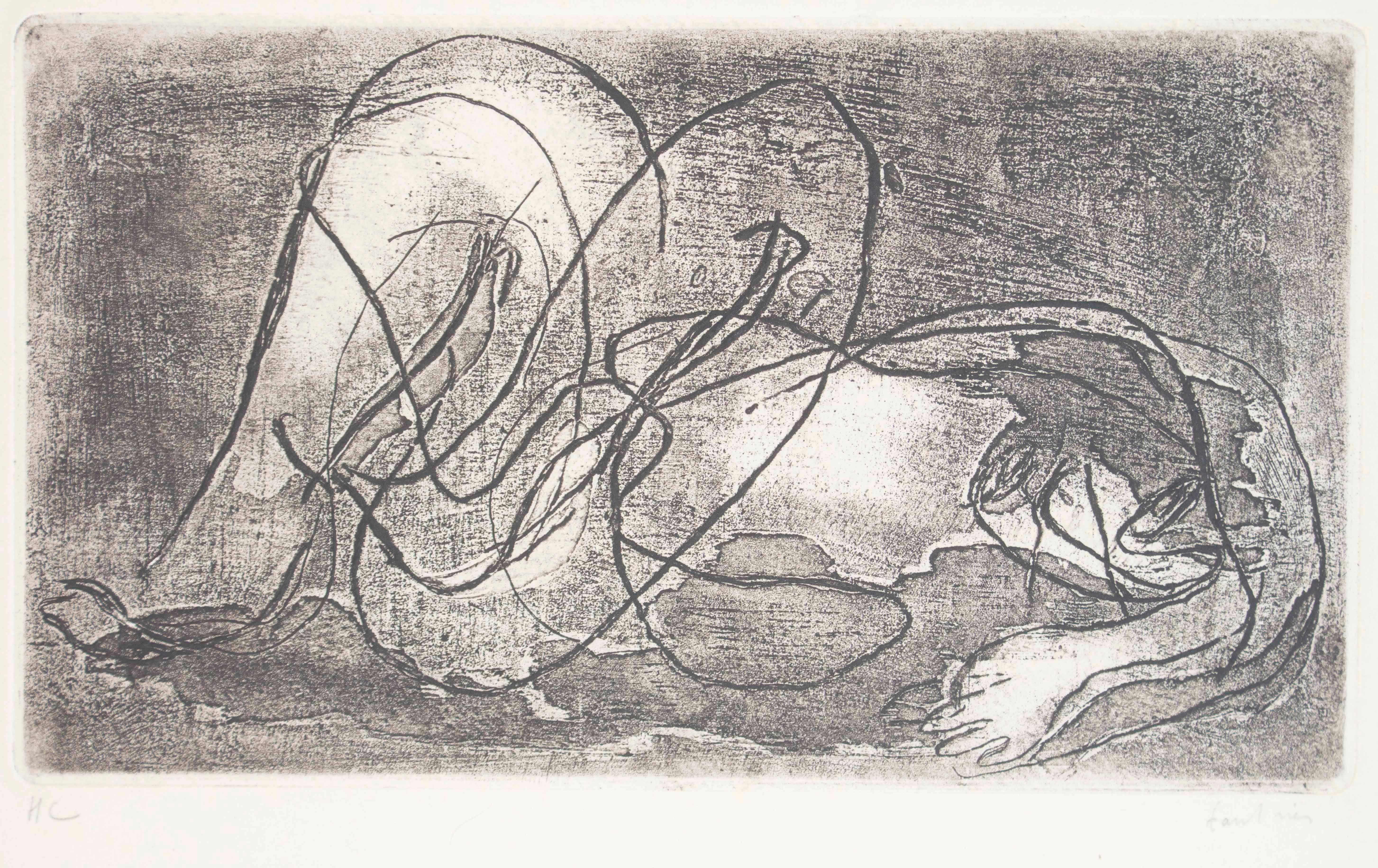 Jean Fautrier Abstract Print - Nu - Original Etching by J. Fautrier - 1941