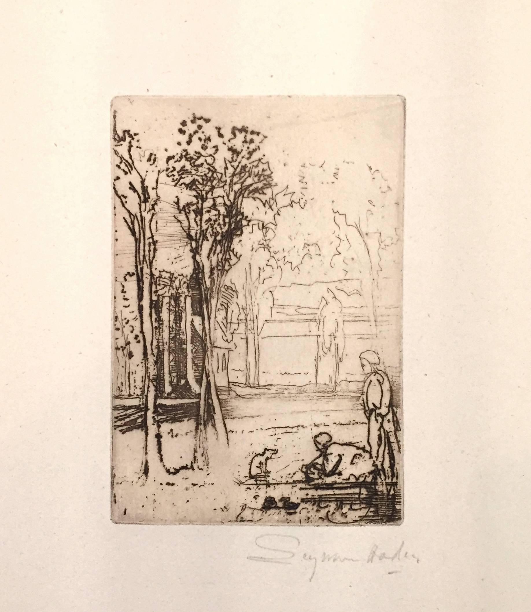Sir Francis Seymour Haden, R.A. Landscape Print - Three-tree Farm