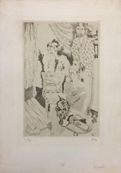 Antique Group of three Clowns - Etching and Drypoint by Jean Lurçat - 1921