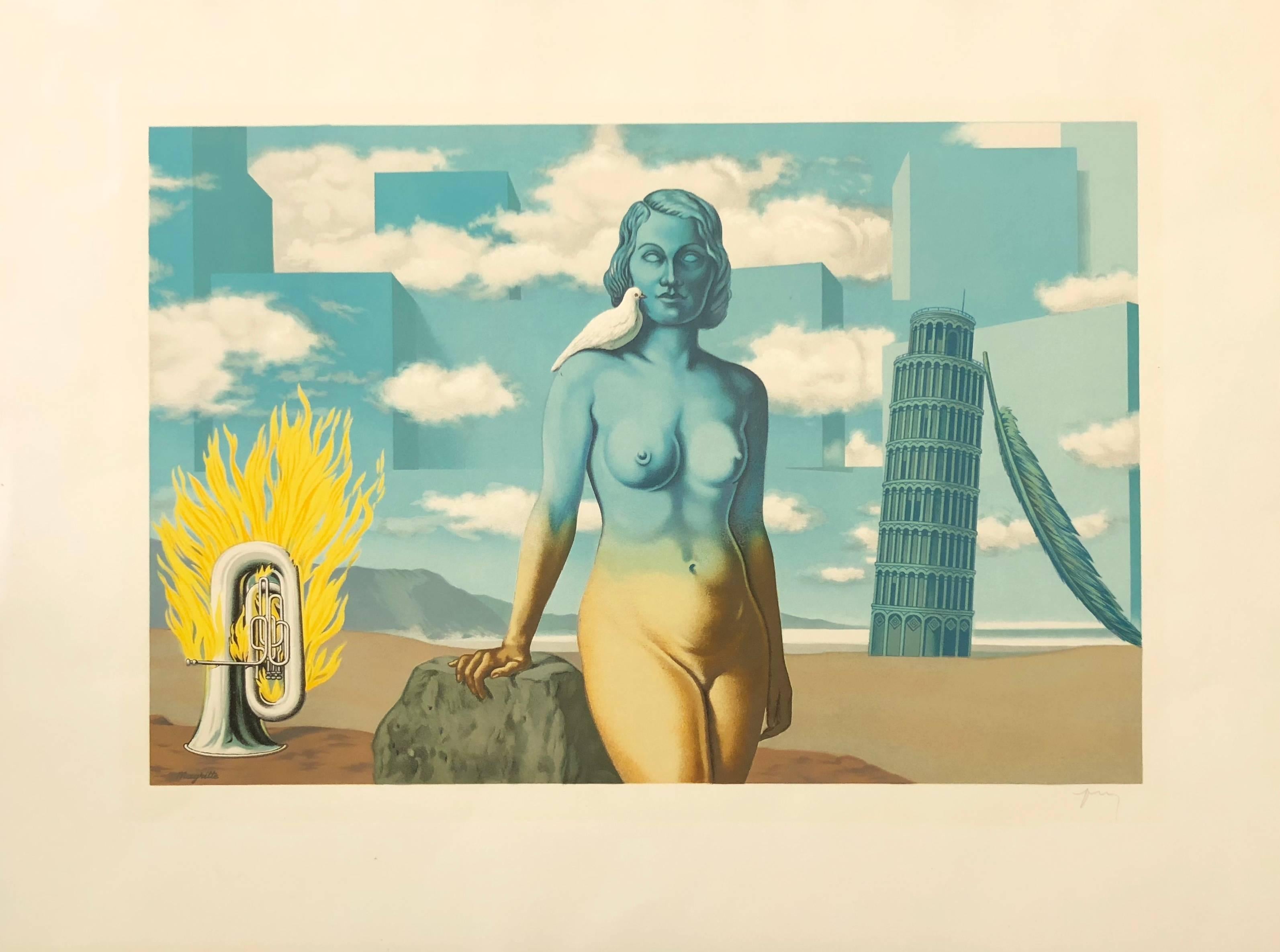 (after) René Magritte Nude Print - Le Domaine Enchanté VI - Original Lithograph After René Magritte by F. Mourlot