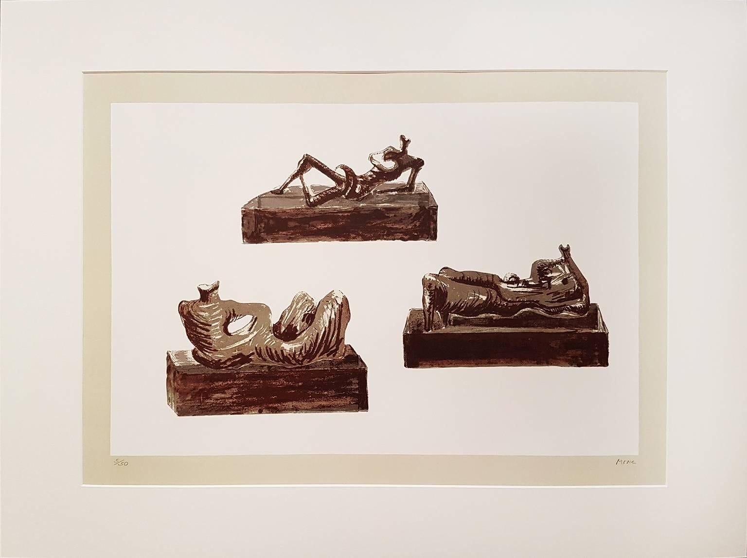 Henry Moore Abstract Print - Three Reclining Figures