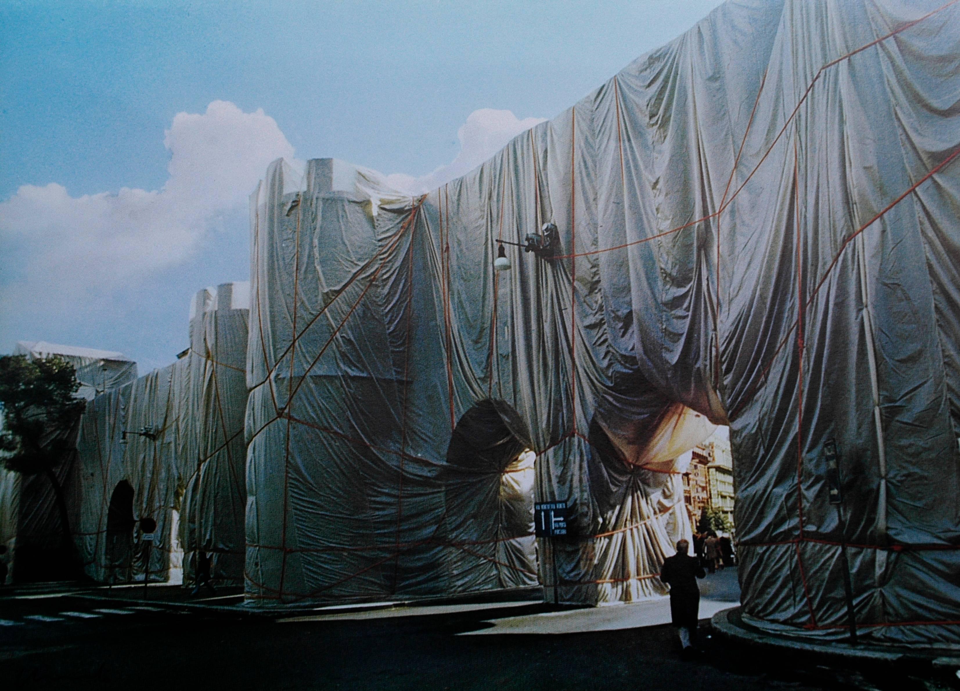 Christo and Jeanne-Claude Landscape Photograph - The Wall - Wrapped Roman Wall