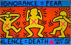 IGNORANCE=FEAR/ SILENCE=DEATH - Keith Haring - Serigraph - Contemporary - 1989