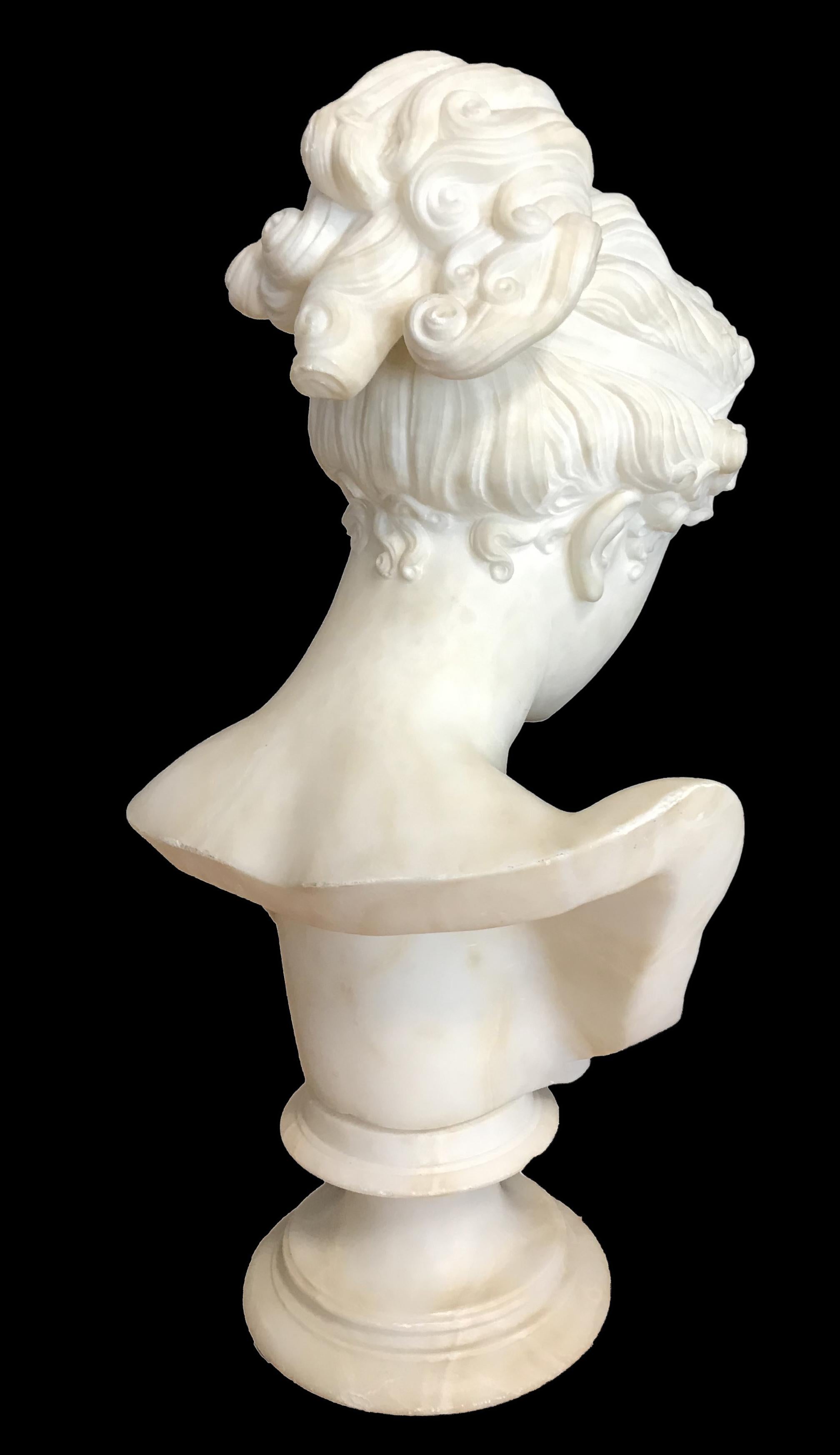 Bust of Young Woman, Original Carrara Marble Sculpture 2