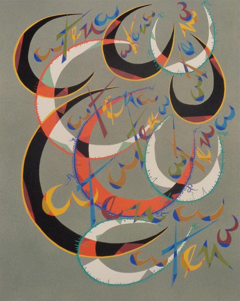 Rafael Alberti Abstract Print - Letter C - Original Lithograph by Raphael Alberti - 1972