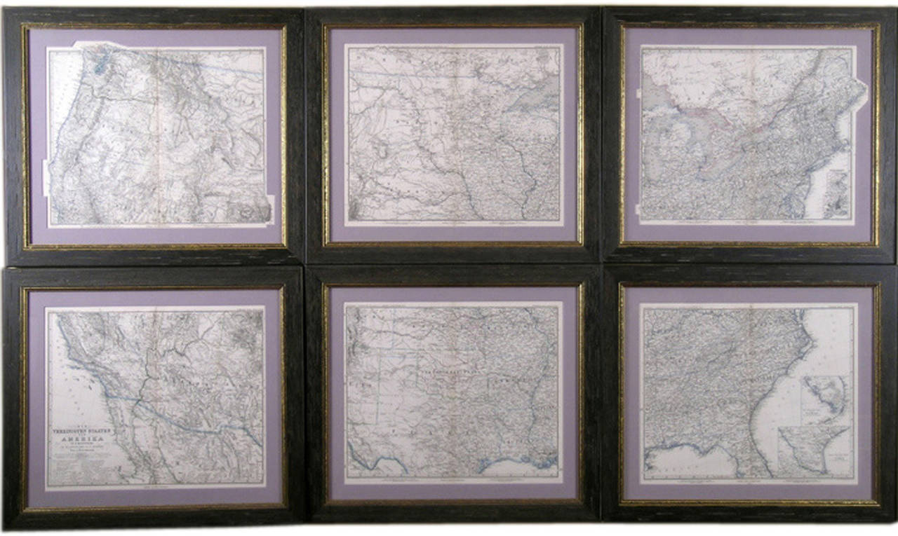 Set of 6 Maps Showing the United States - Print by Adolph Stieler