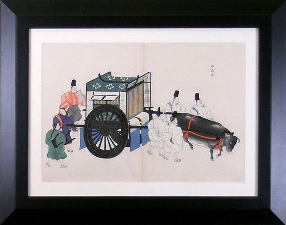 Transport:  Oxcart with 7 Men - Print by Yosha Zuko Fuzu