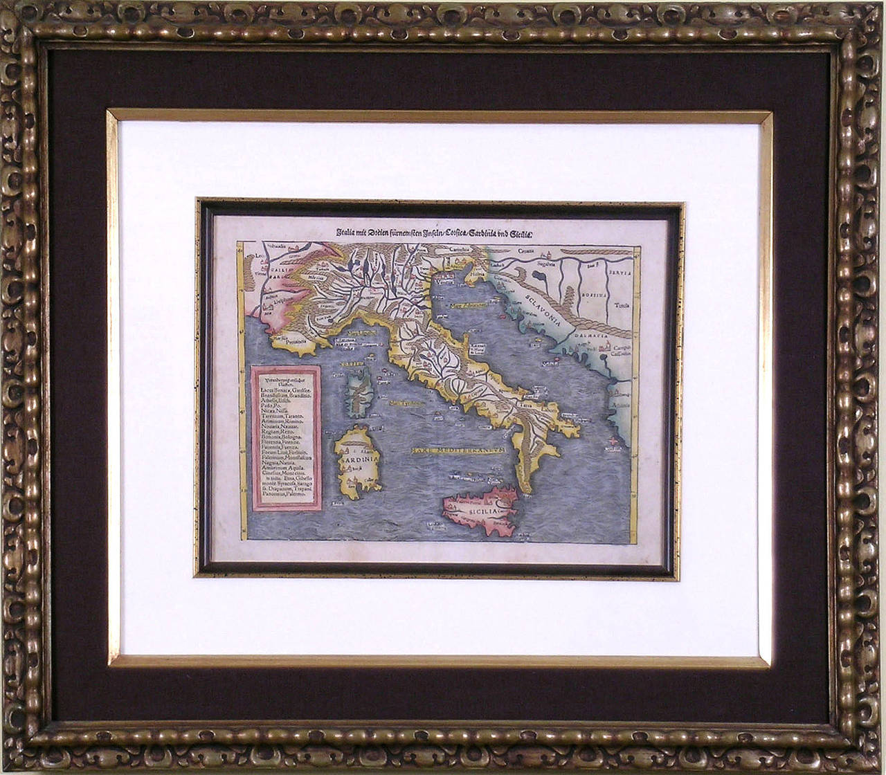 Italia mit Corsica Sardinia und Sicilla - Print by Sebastian Münster