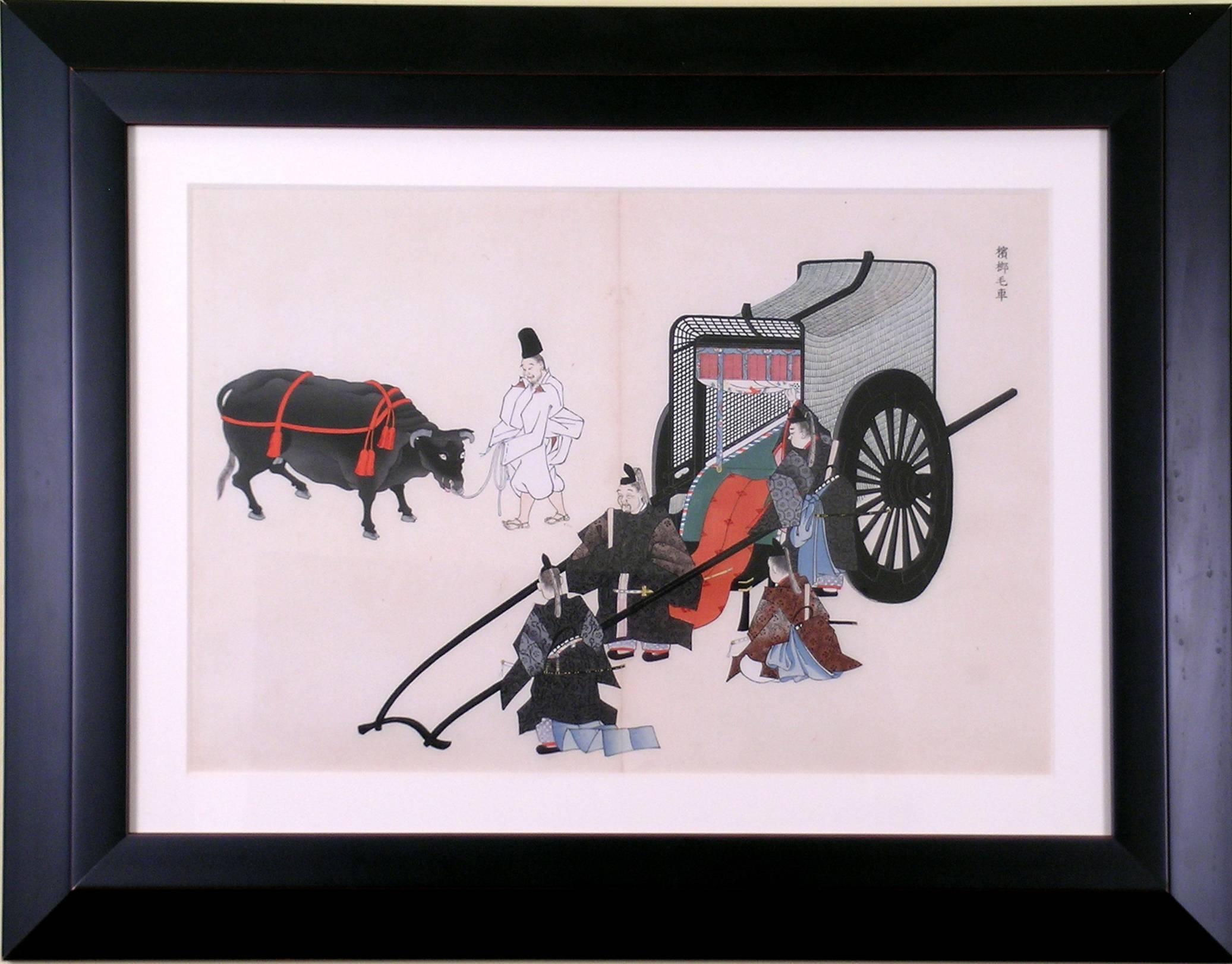 Yosha Zuko Fuzu Figurative Print - Oxcart with 5 Men and 1 Ox