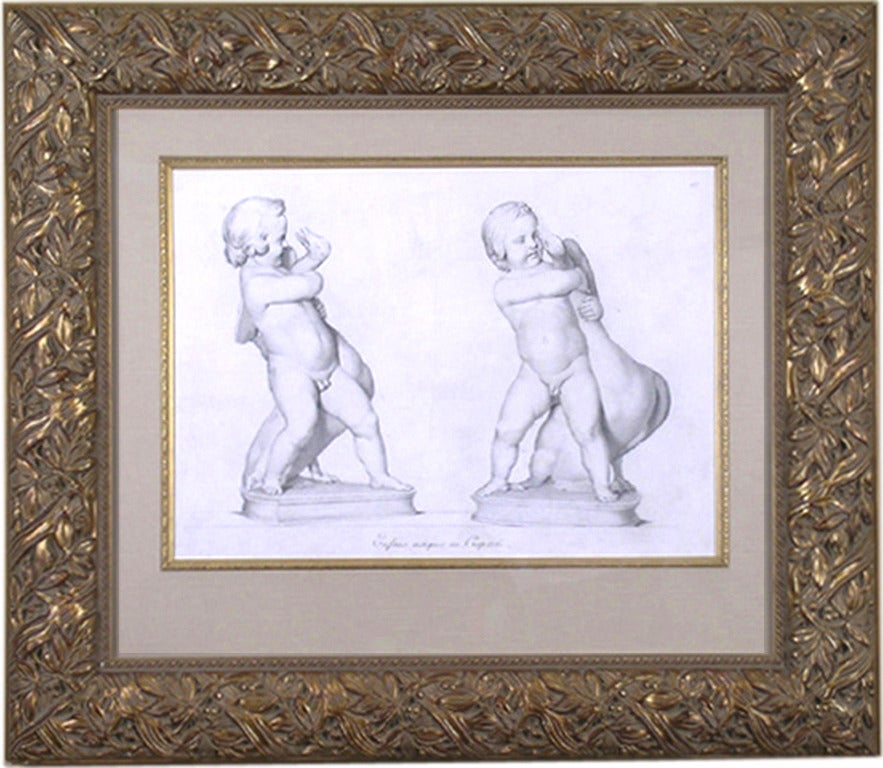 Giovanni Volpato Nude Print - "Enfans antiques au Capitol."  (Putti with Swans)