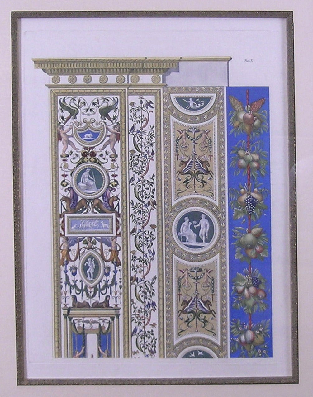 Raphael's Loggia  Servierplatte X.  Pilaster-Top  Erhältlich als Paar mit Pilaster  Der Boden ist unten abgestuft (Akademisch), Print, von Gaetano Savorelli