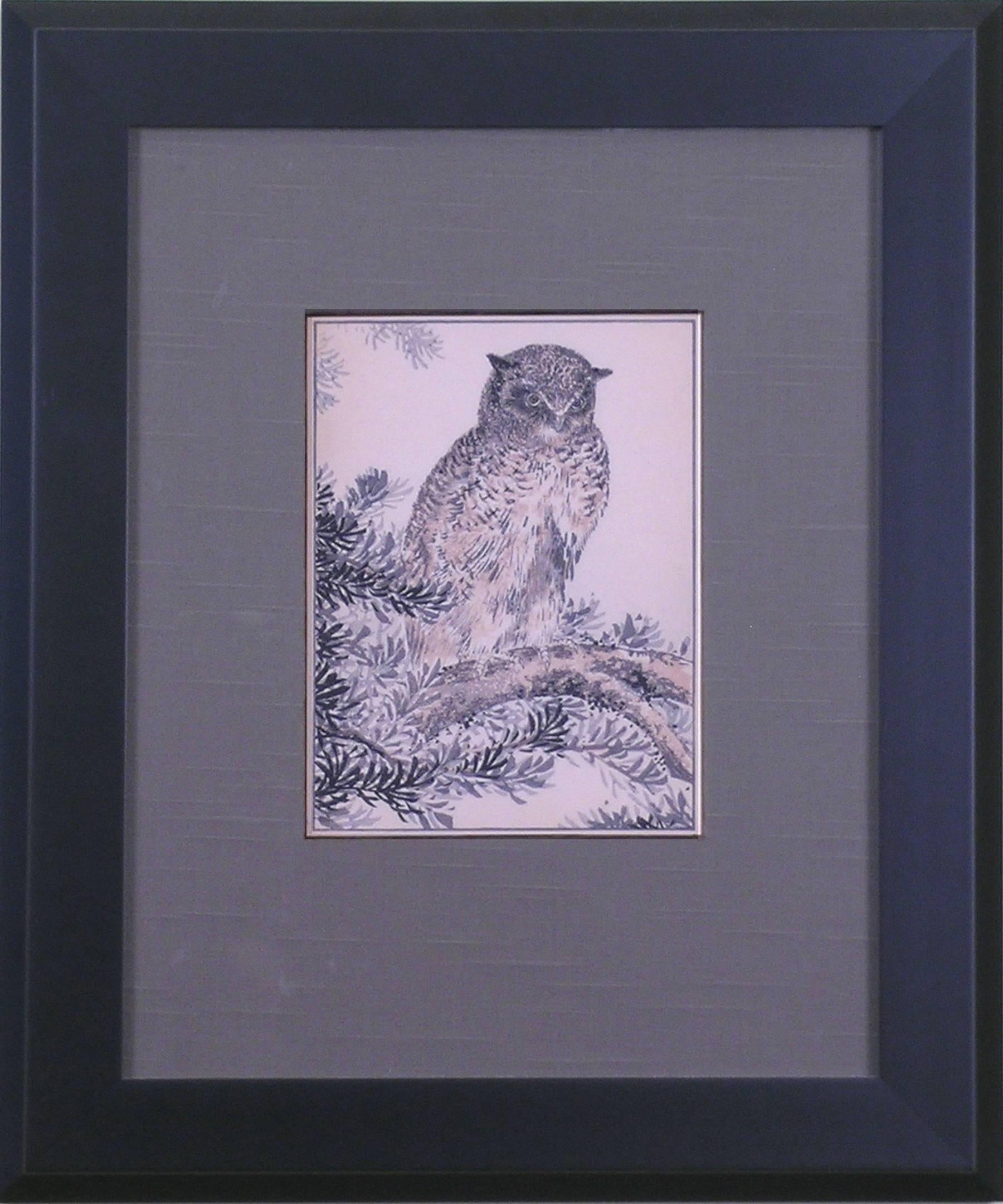 Owl - Print by Kono Bairei