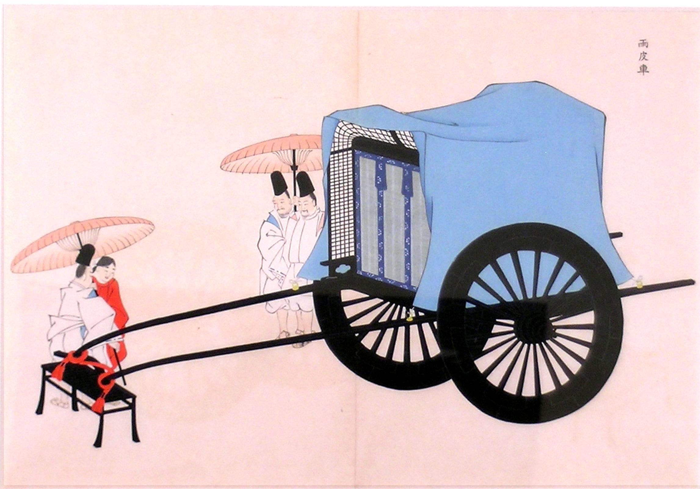 Transport with 5 People and 2 Parasols - Print by Yosha Zuko Fuzu