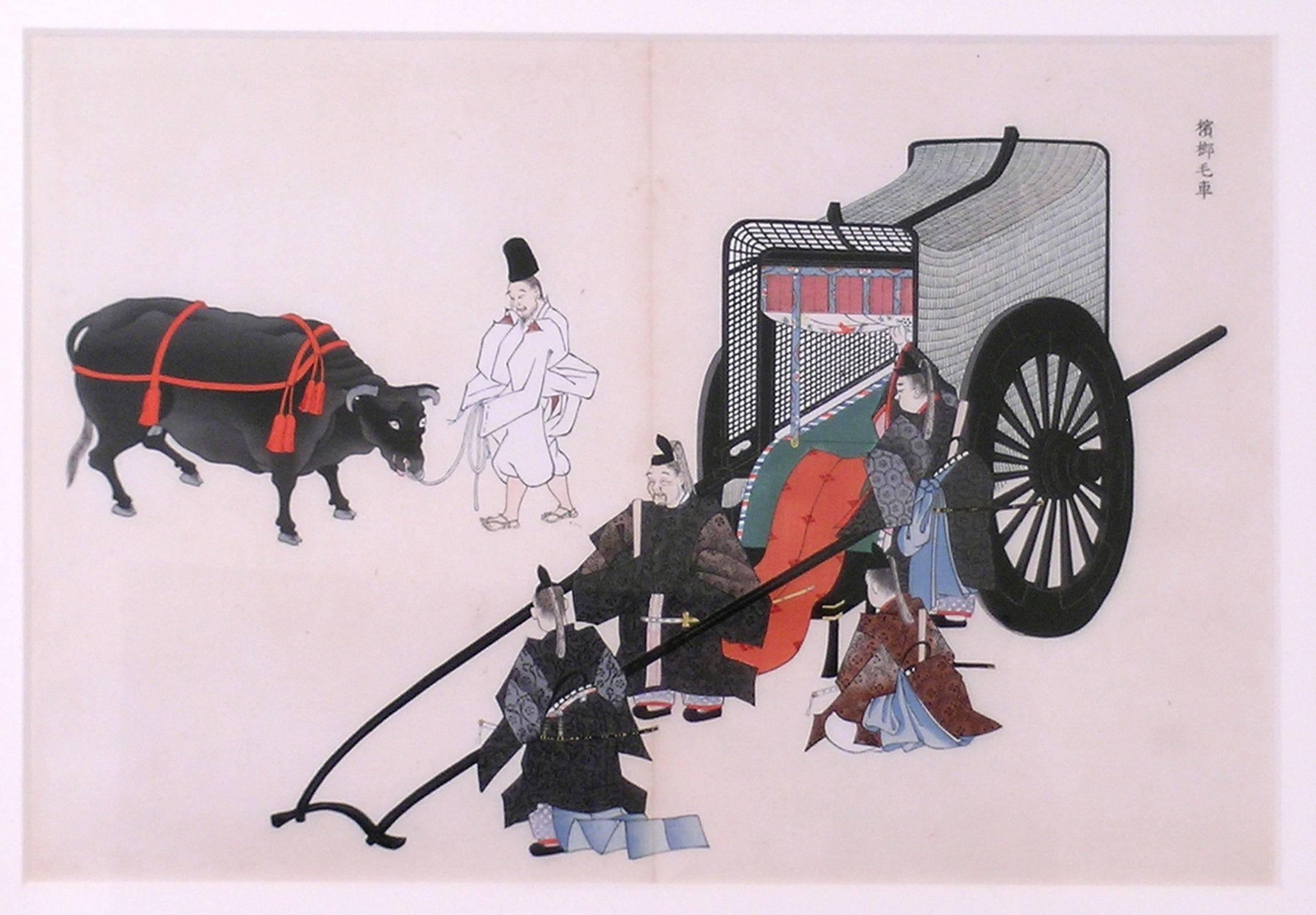 Oxcart with 5 Men and 1 Ox - Print by Yosha Zuko Fuzu