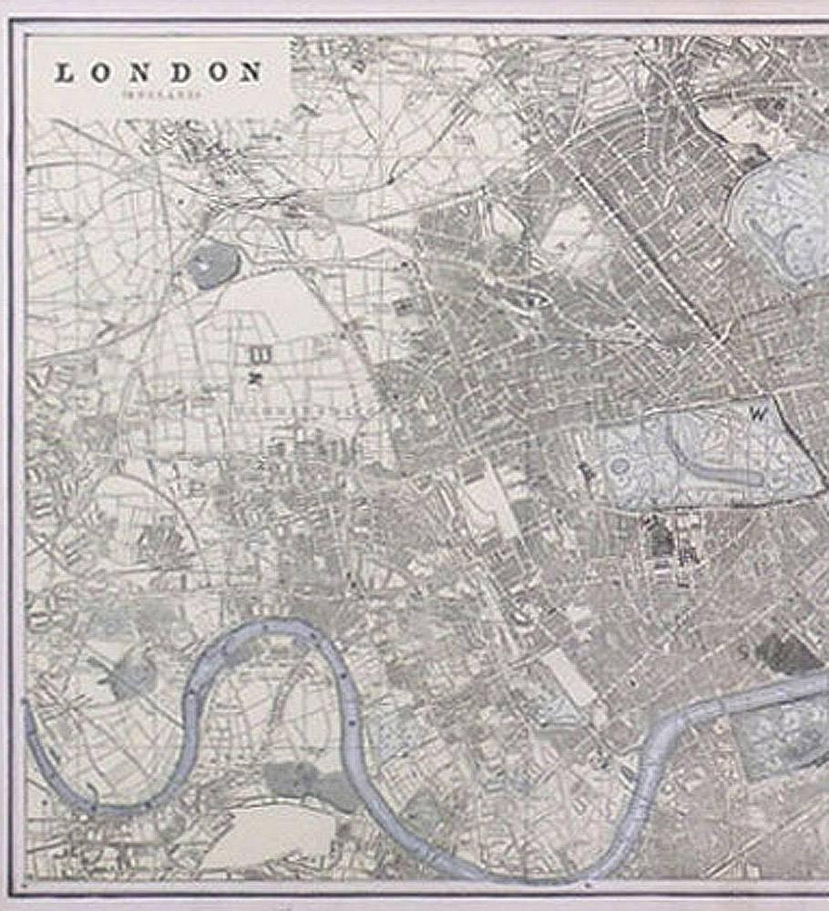 Highly detailed street map of late 19th Century London.  Each street is named as are gardens, parks, bodies of water, and important buildings.  A magnifying glass is recommended.