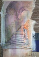 Aufgang - Acrylic and Egg Tempura on Canvas and Cotton, 180x125cm