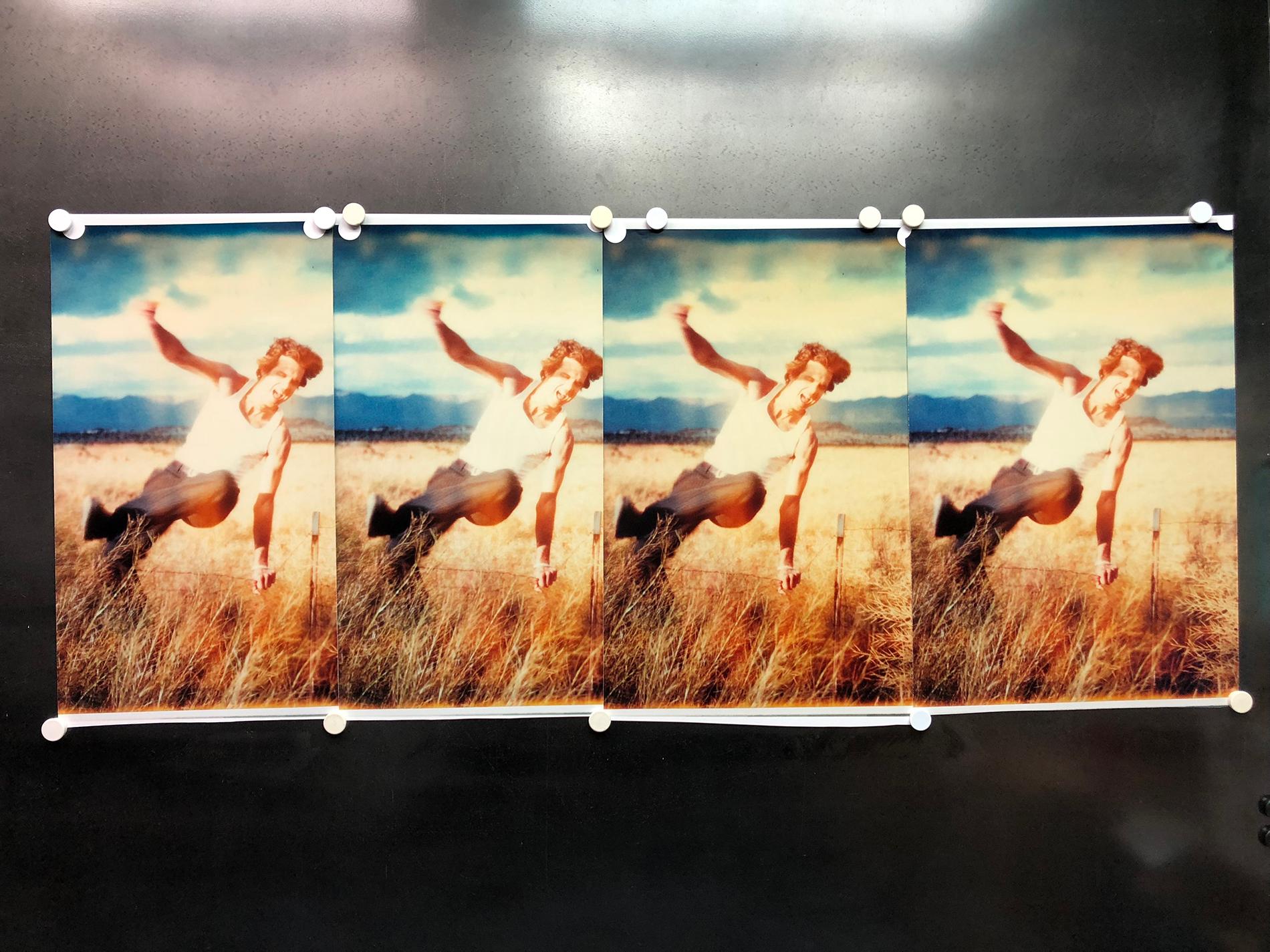 Field of Dreams (Sidewinder), 4 analog test strips combined to make a unique piece, 203x82cm.
Edition 1/1, signed. 
Analog C-Prints, hand-printed by the artist on Crystal Fuji Archive Paper, based on a Stefanie Schneider expired SX-70 Polaroid