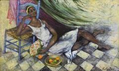 Lady with Blue Chair