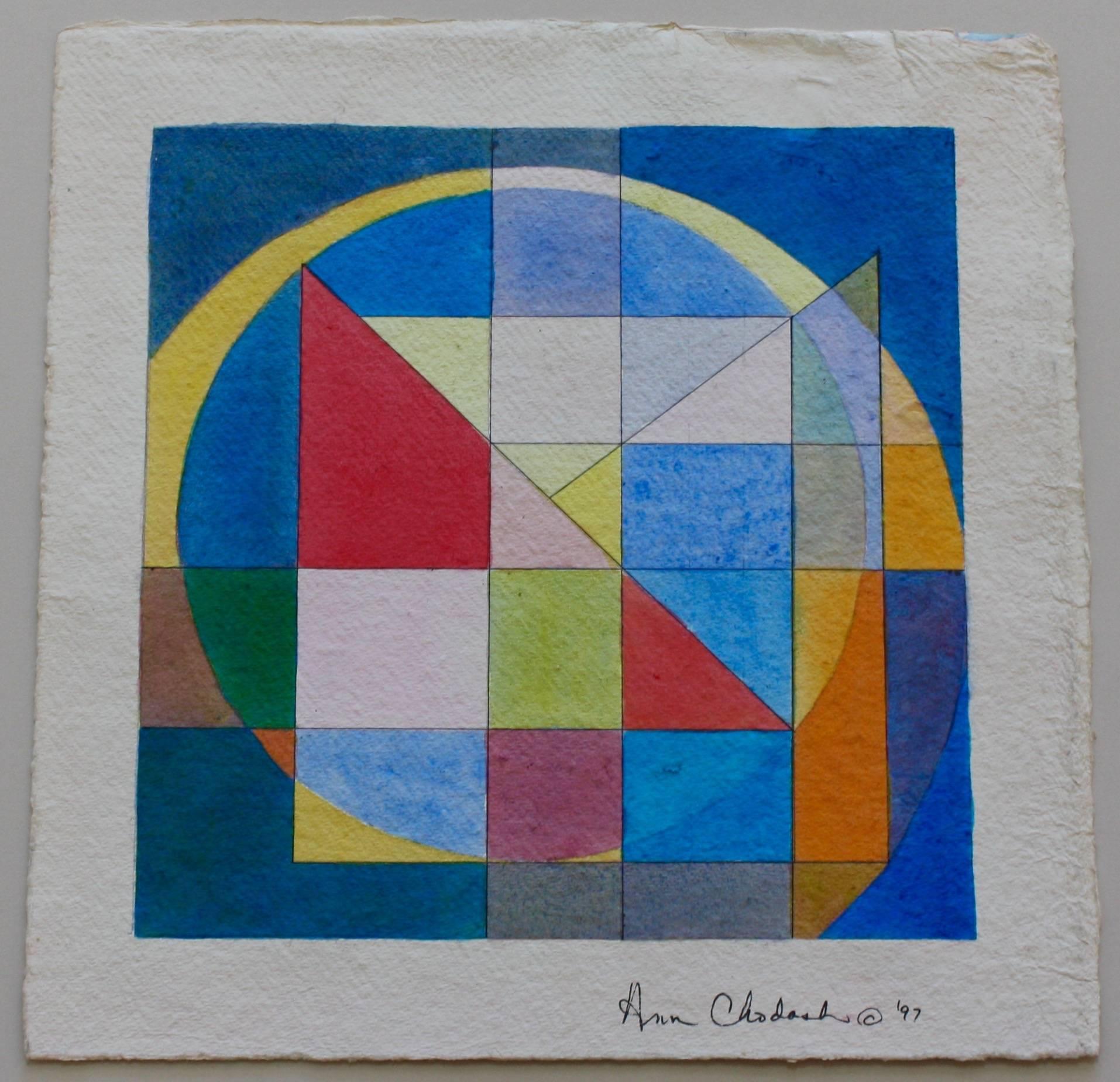 Square with Corners in Blue - Abstract Geometric Art by Ann Chodash