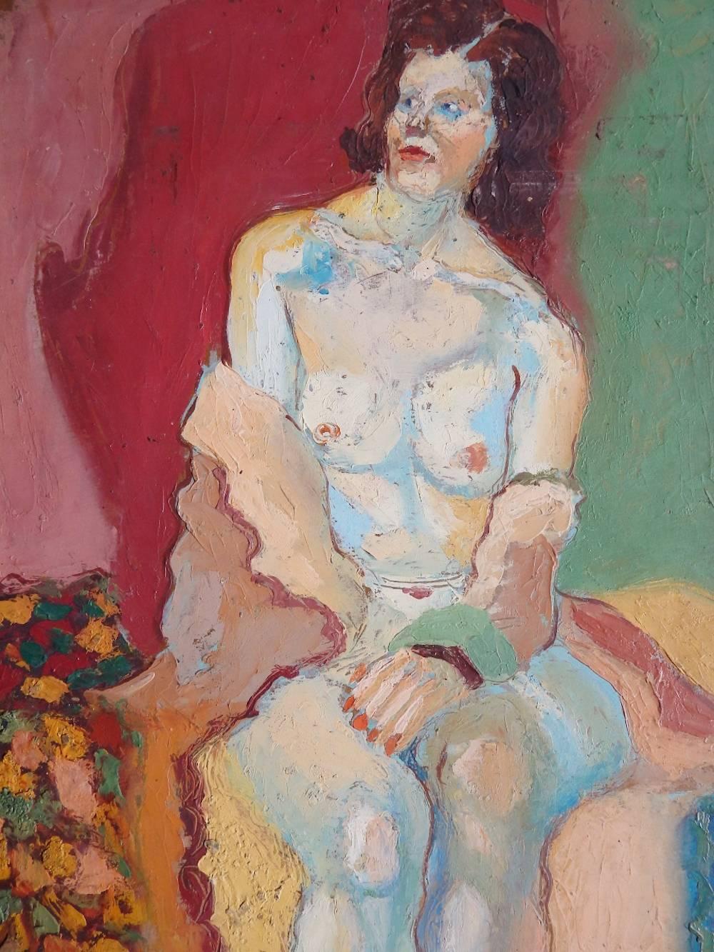 Claude Clark Nude Painting - Red Nails