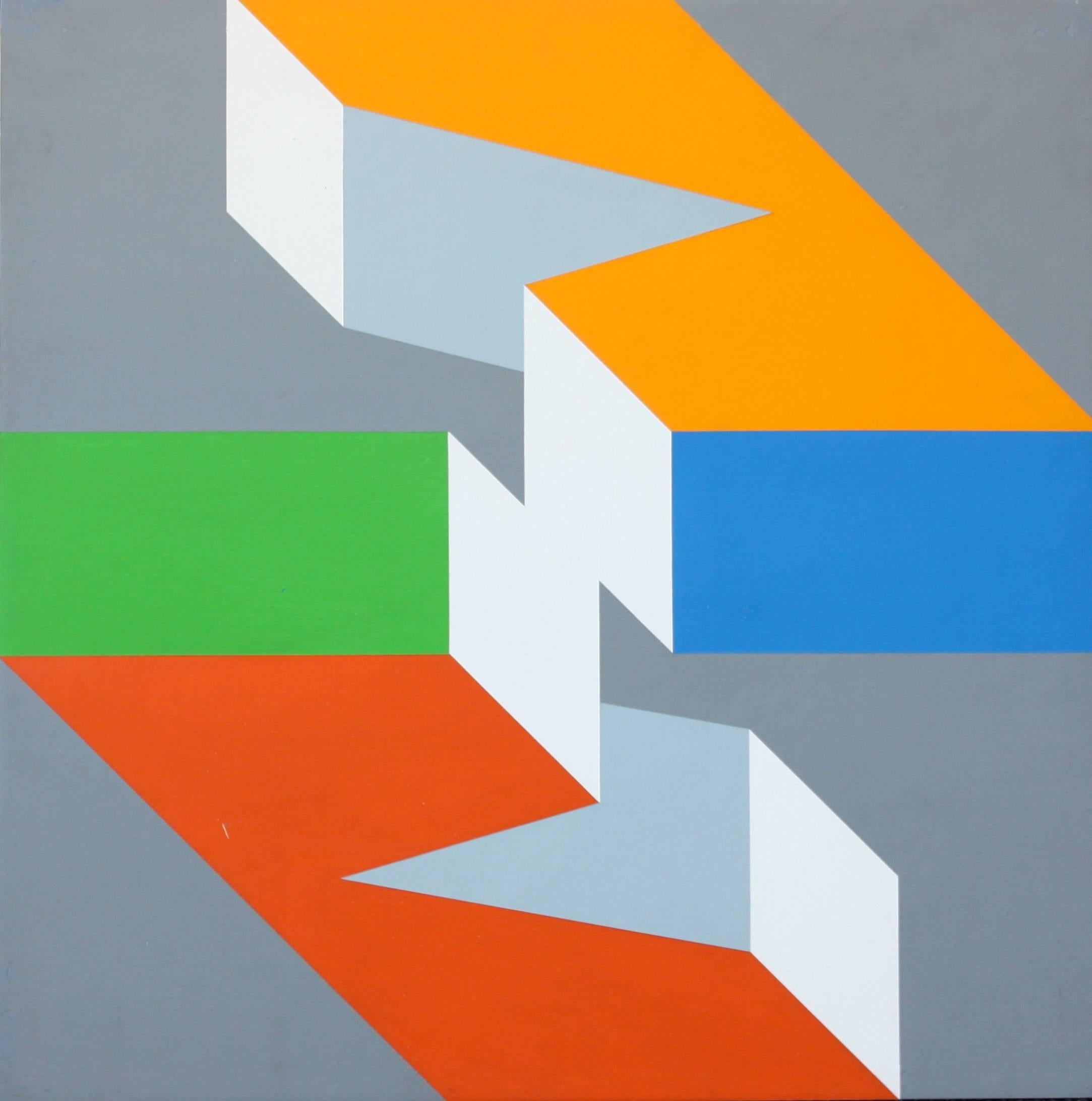 Blue Field, Orange Field, Gray Field  -  triptych painting series  - Painting by Richard Dahn