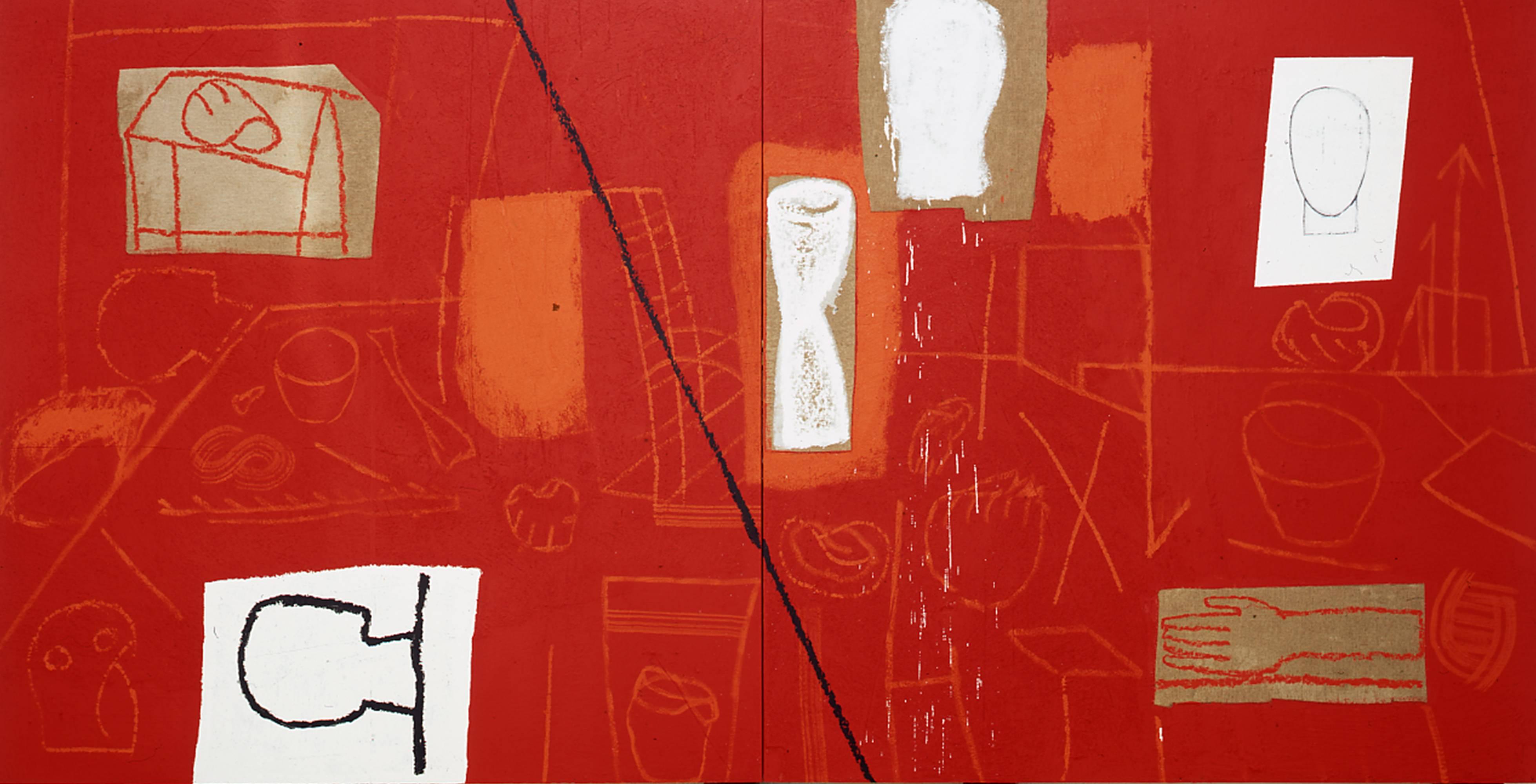 Mimmo Paladino Abstract Painting - Red Studio
