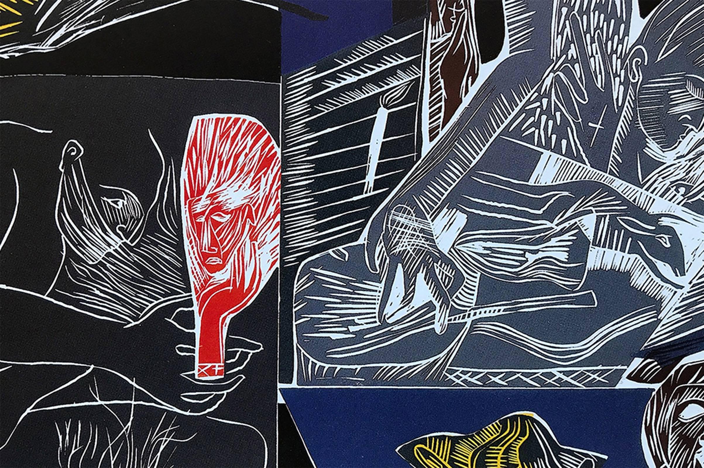 Ulysses - Set of 4 woodcuts - Black Print by Mimmo Paladino