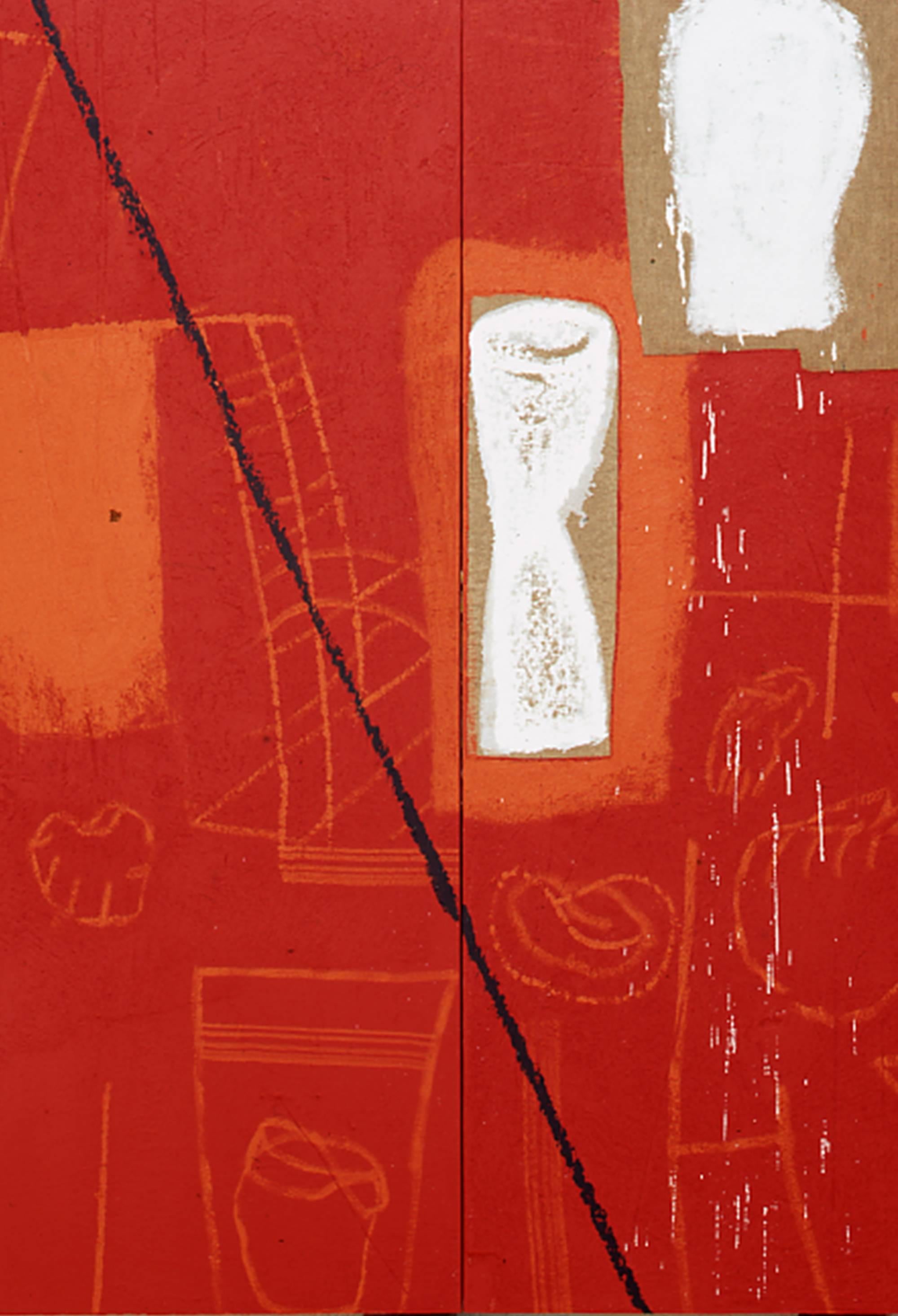 Red Studio - Contemporary Painting by Mimmo Paladino