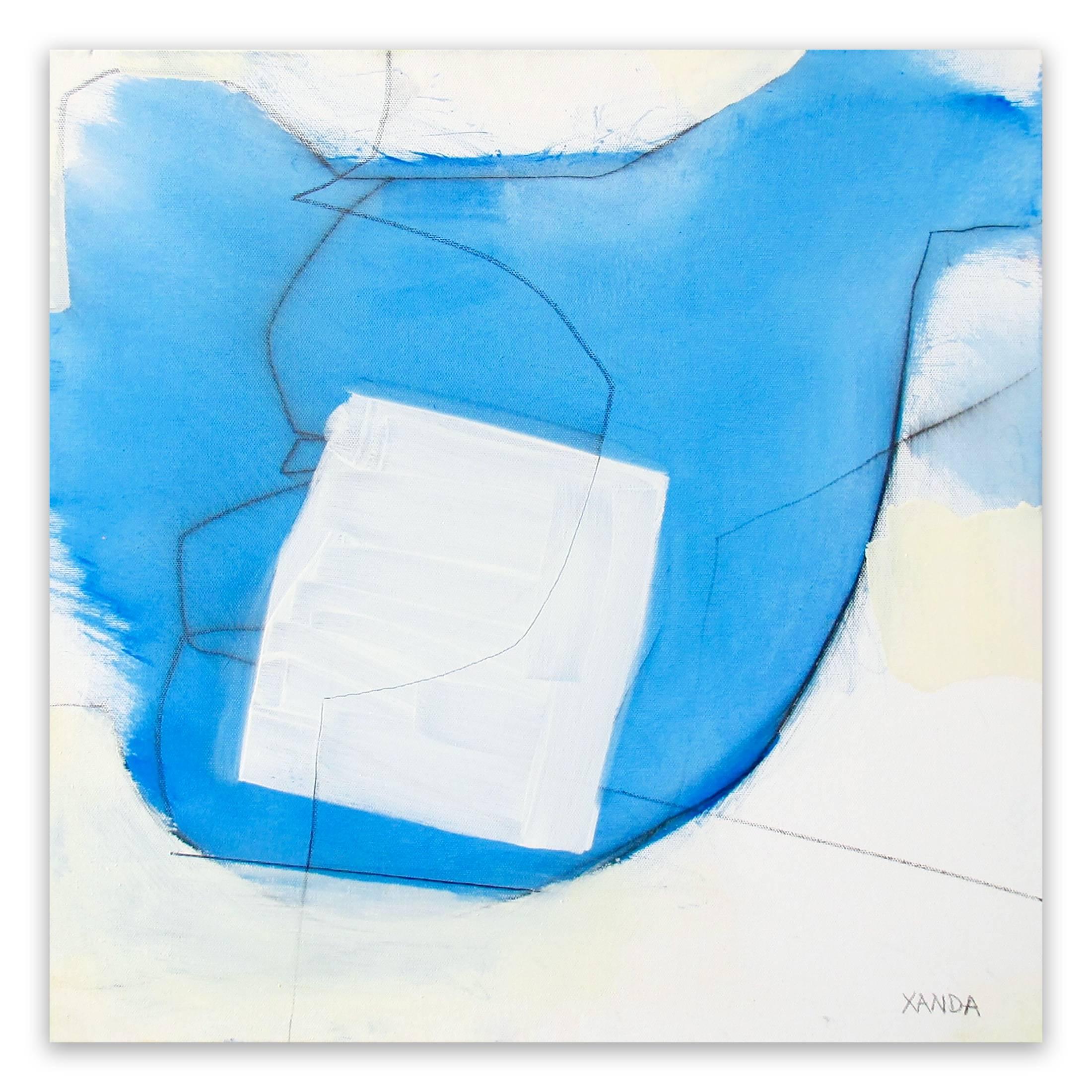 Blue white line (Abstract painting)