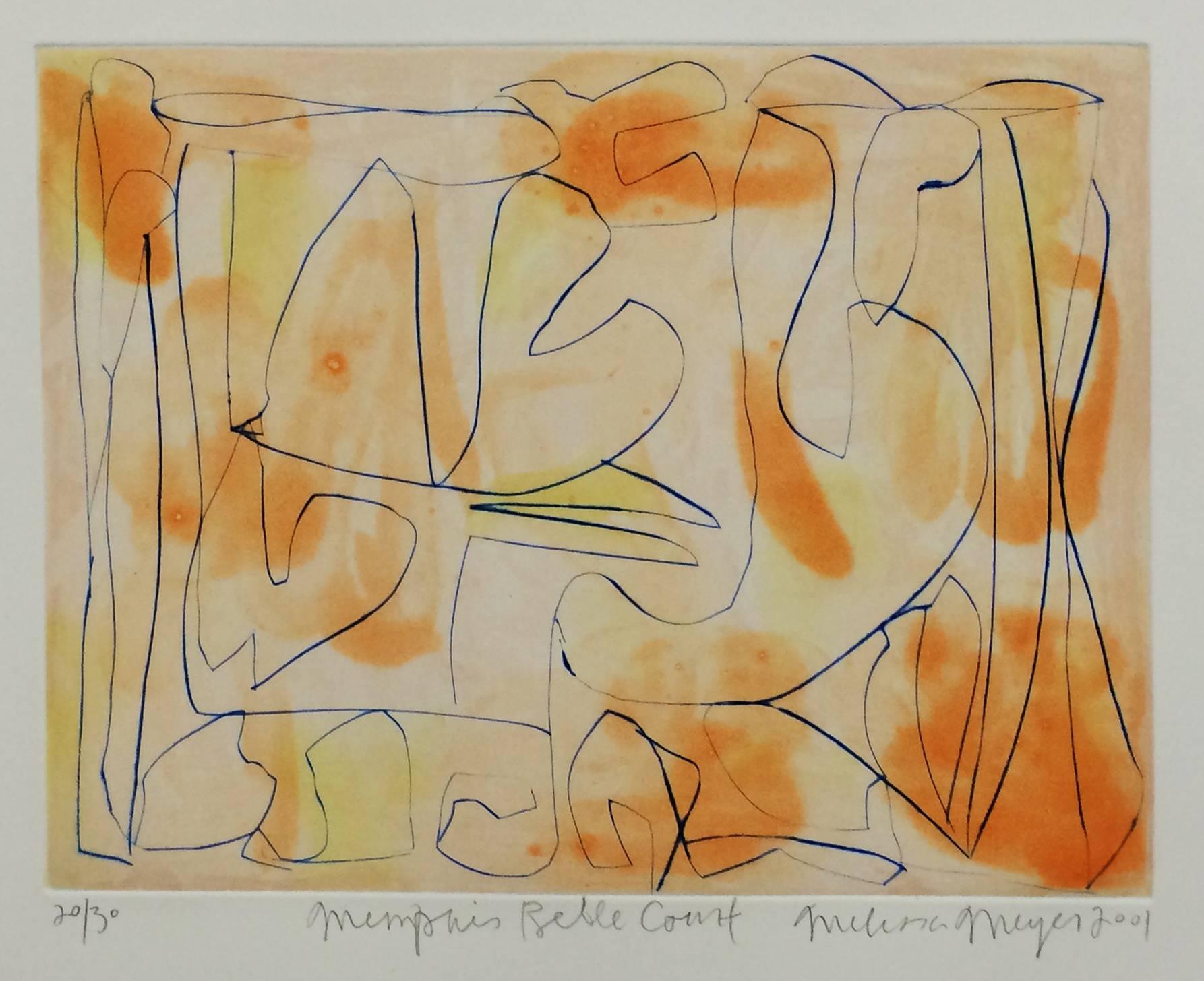 Memphis belle court - Abstract Expressionist Print by Melissa Meyer