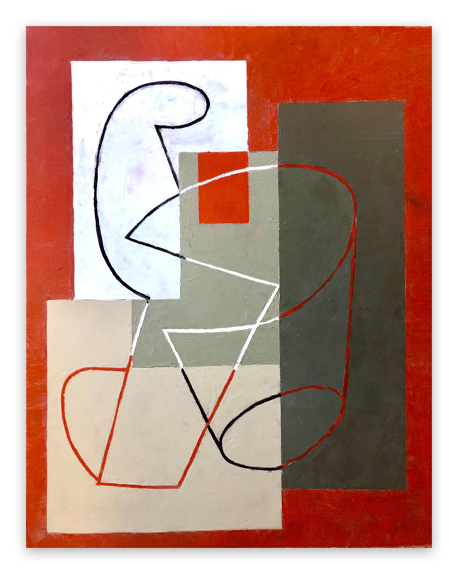 Jeremy Annear Abstract Painting - Breaking Contour (Red Square) II