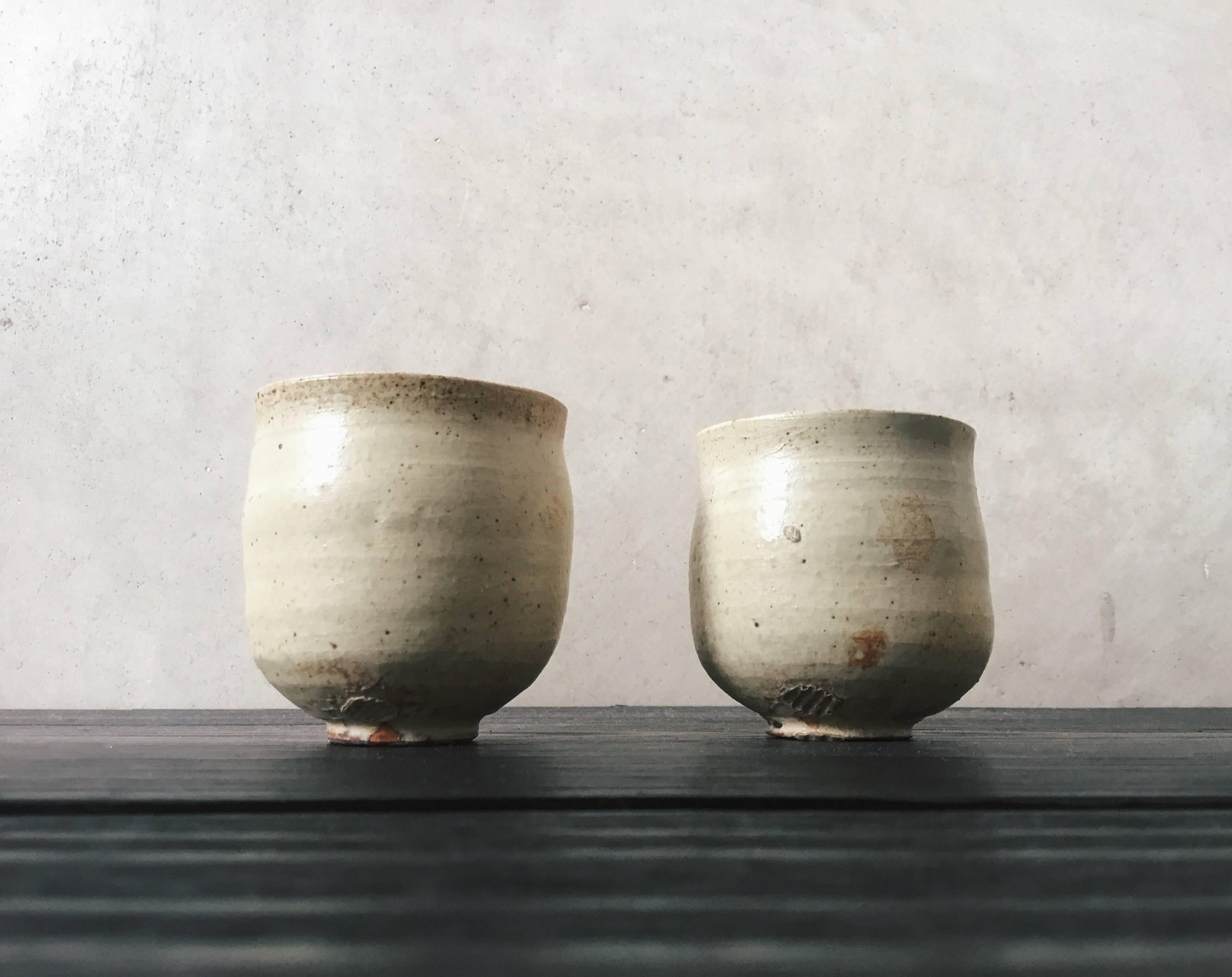 Set of Seven Cream Speckled Cups by Shiro Shimizu 4