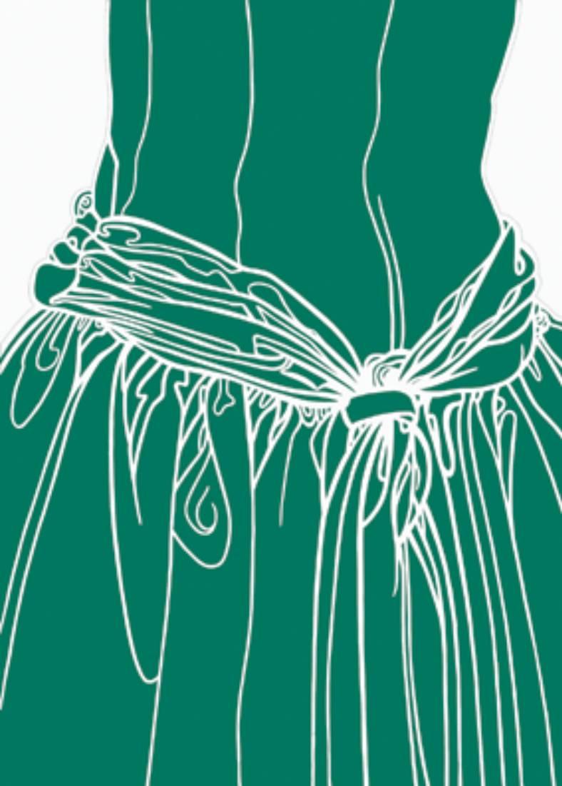 Ana Mercedes Hoyos Figurative Print - KNOT ON THE DRESS OF A GIRL (green)
