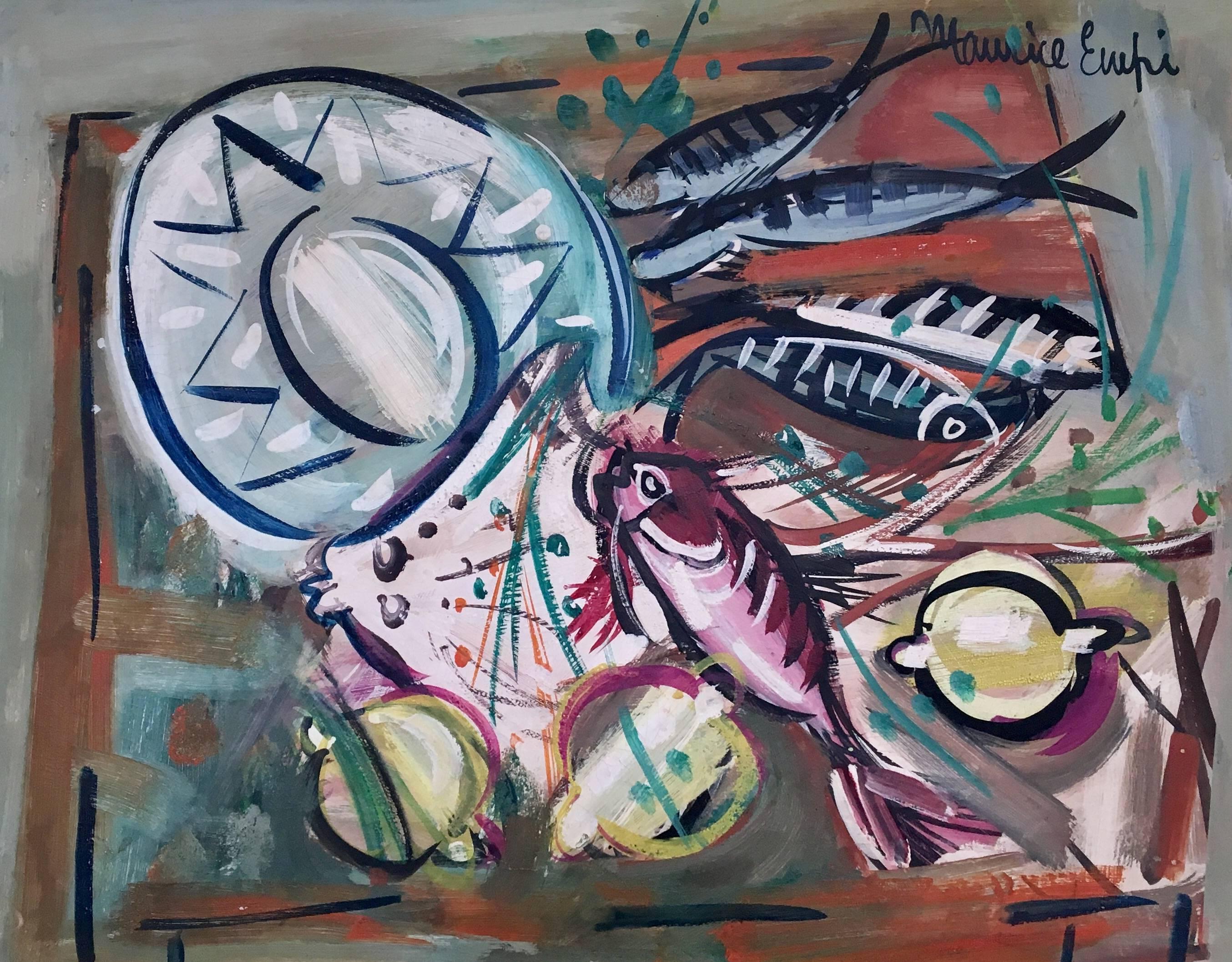 Maurice EMPI Still-Life Painting - Still Life with Fish 