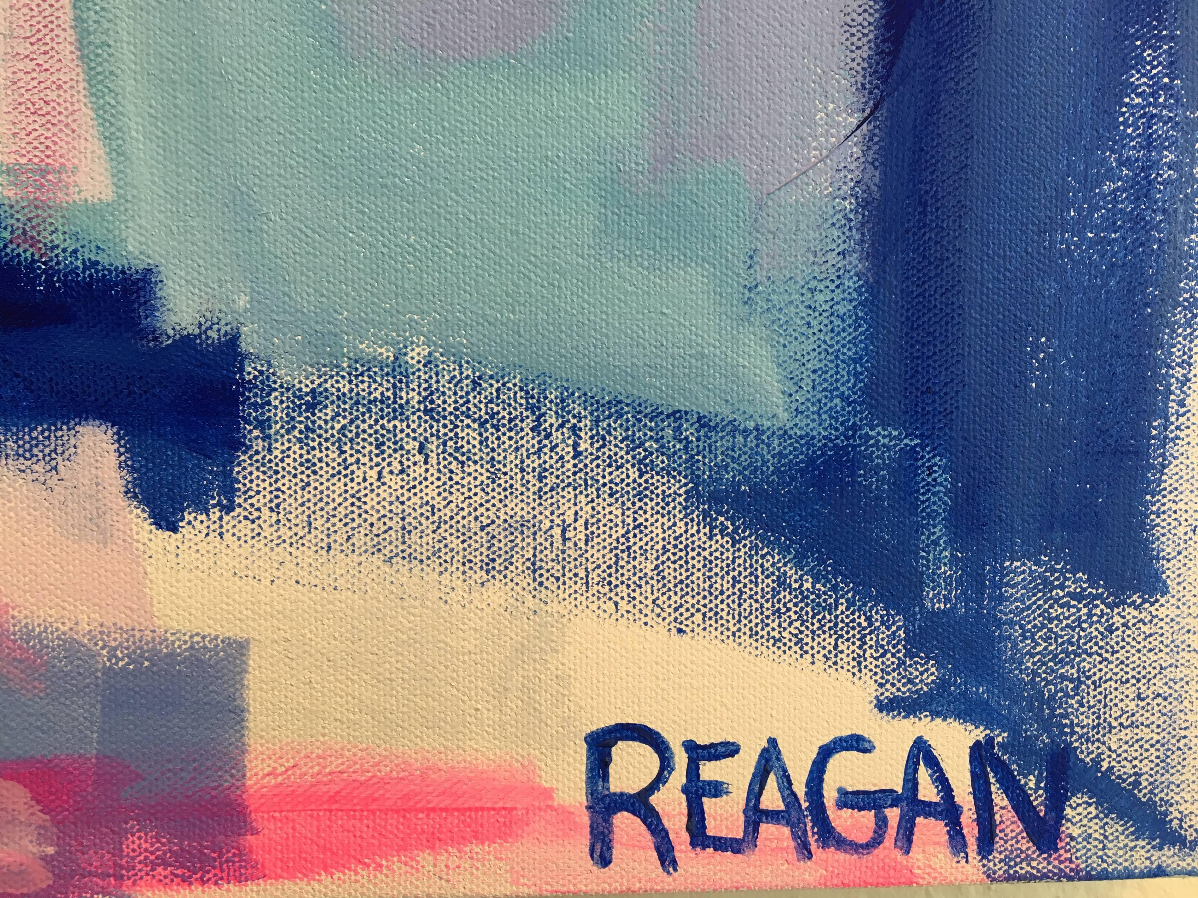 My Summer House in ACK - Gray Abstract Painting by Reagan Geschardt