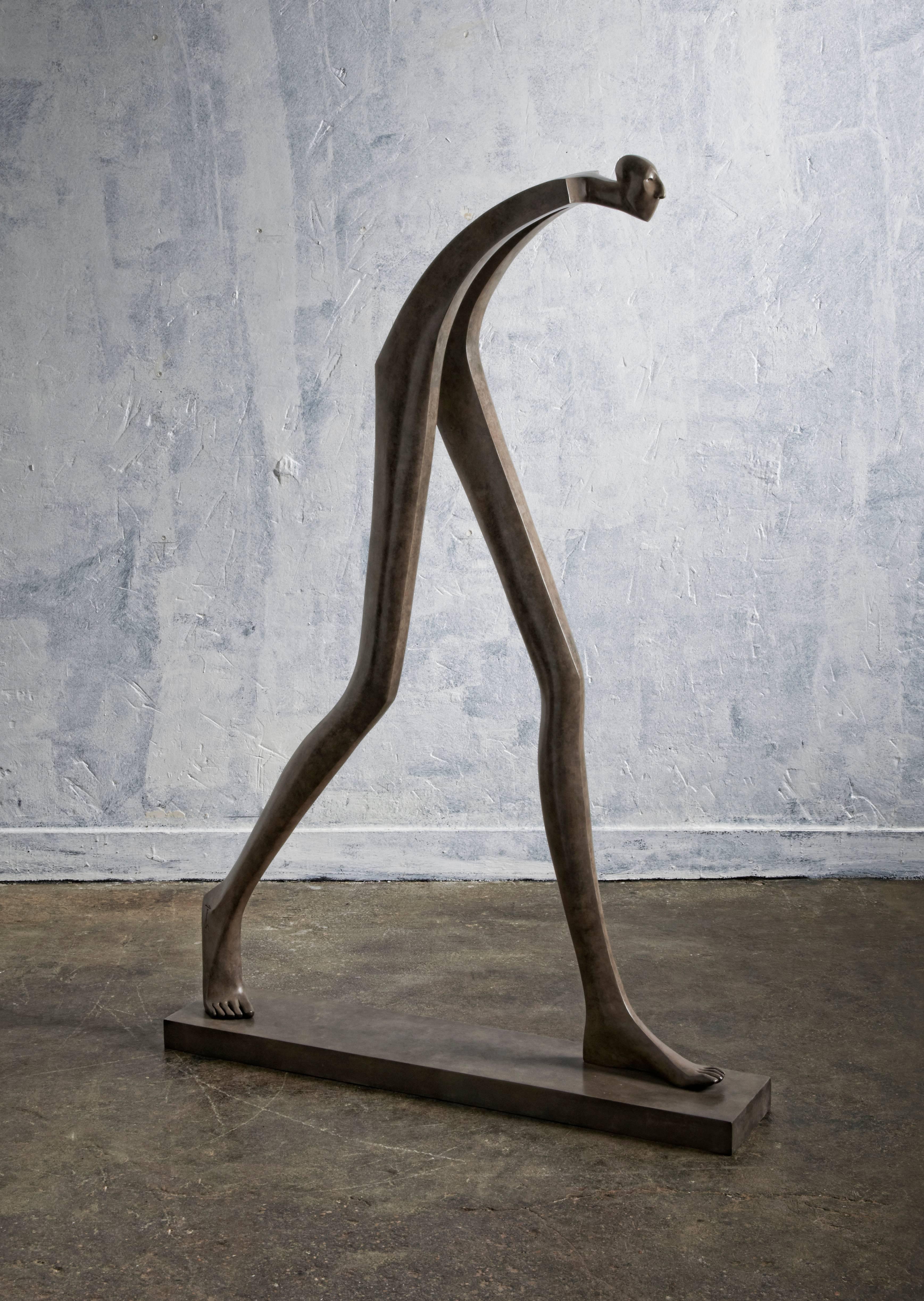 Isabel Miramontes Figurative Sculpture - "Big Step" - Bronze, Emotion, Sensation, Balance, Creativity, Elegance