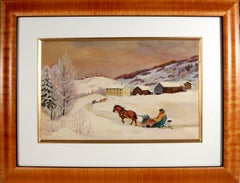 Vintage Winter Scene with Sledge