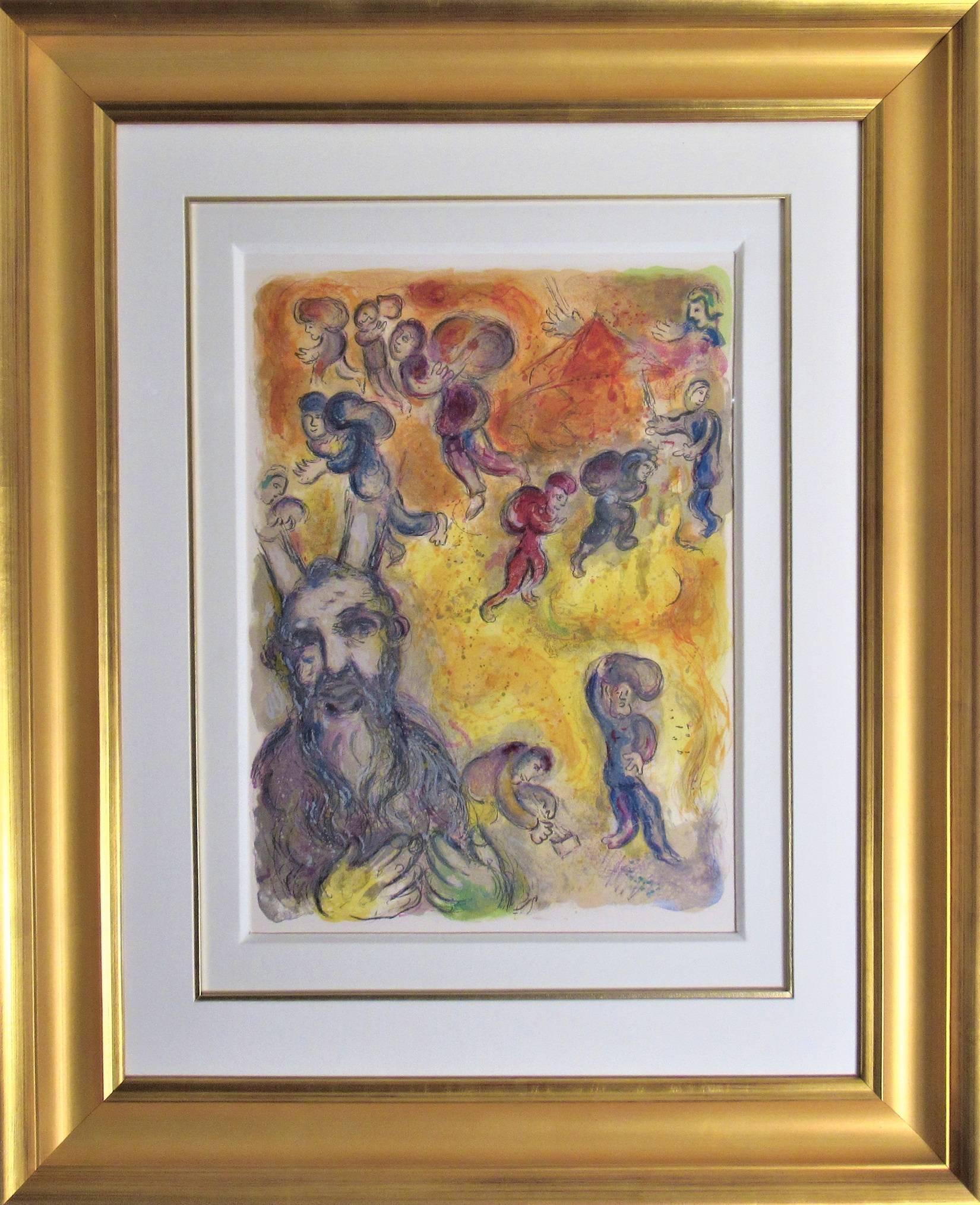 Marc Chagall Figurative Print - Moses Sees the Sufferings of his People, from the suite, The Story of Exodus