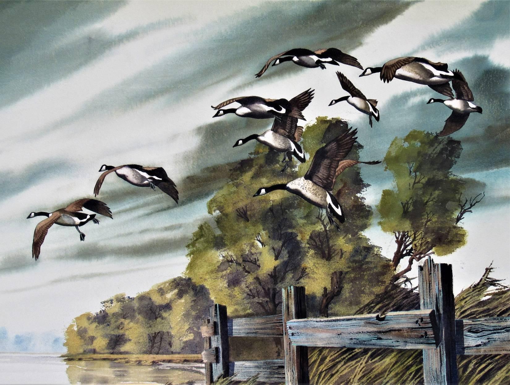 Geese in Flight - Art by Bruce Lattig