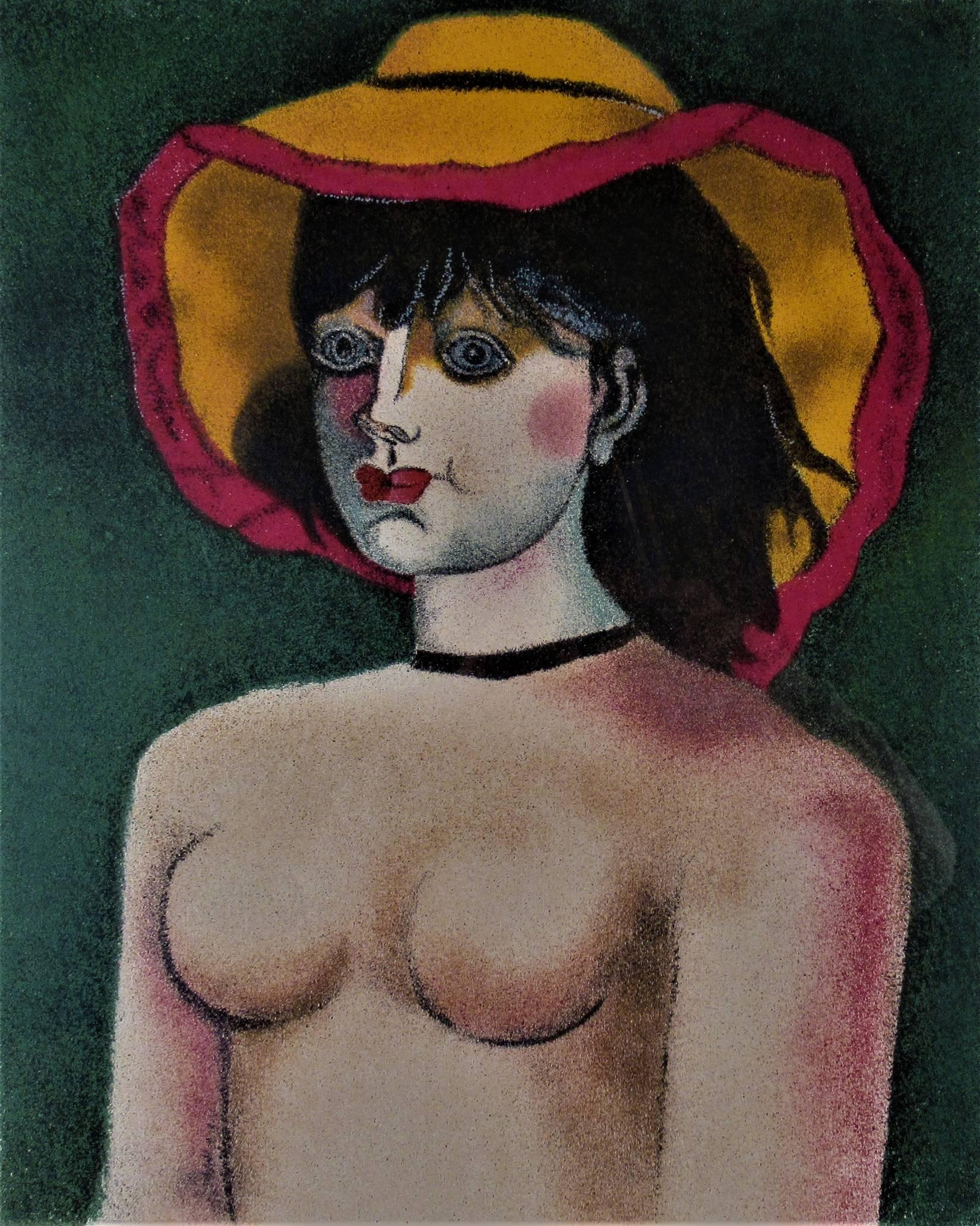 Woman with Hat (Femme avec chapeau - Print de Franco Gentilini