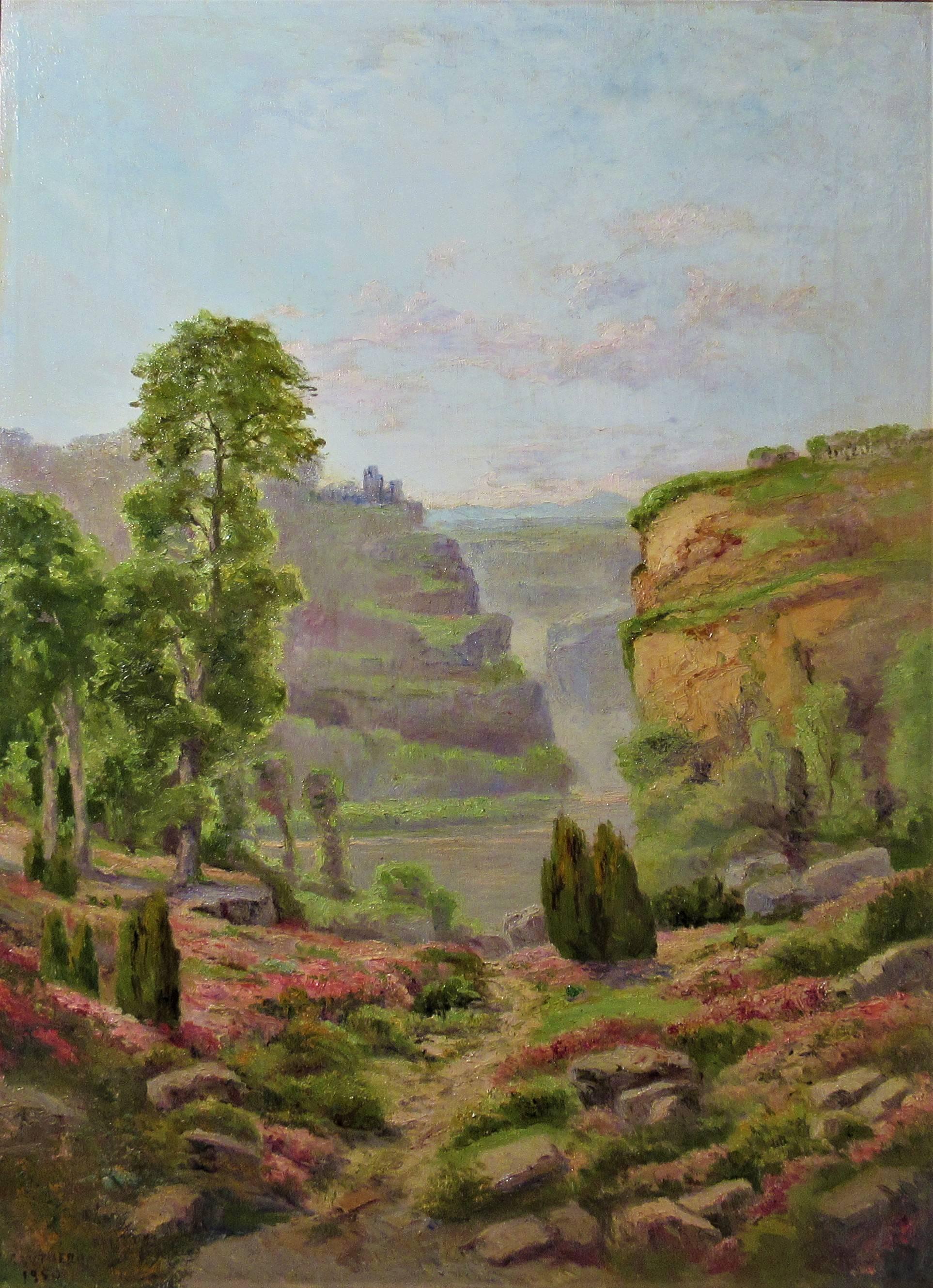 Landschaftslandschaft – Painting von Emile Xavier Gautheron 