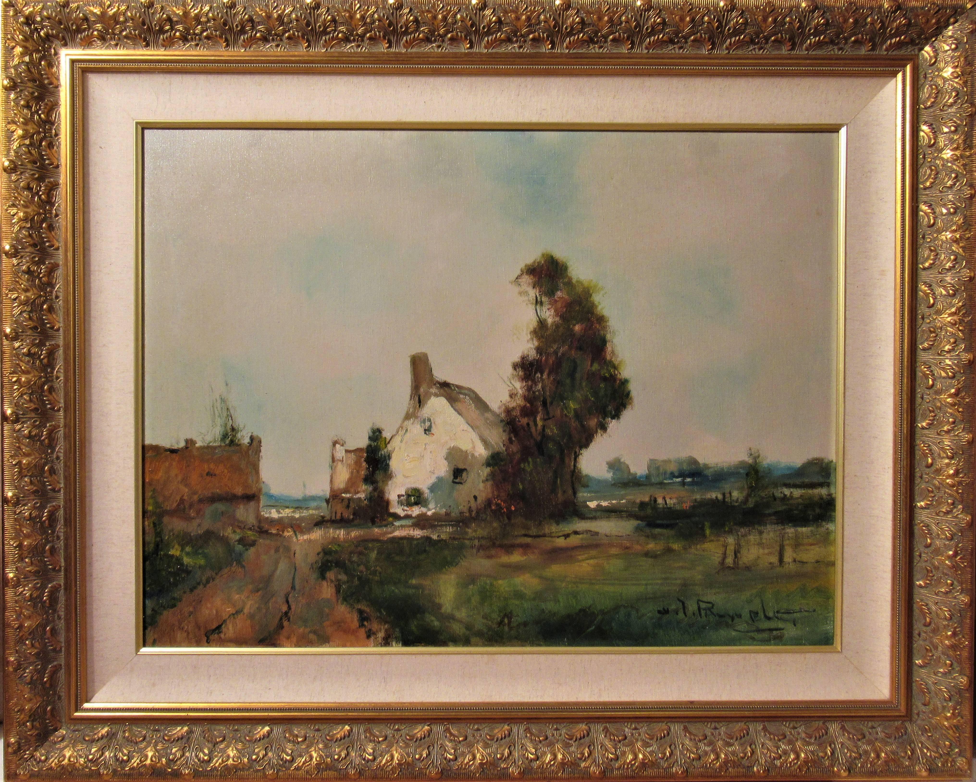 Henri Joseph Pauwels Landscape Painting - Landscape with Farm